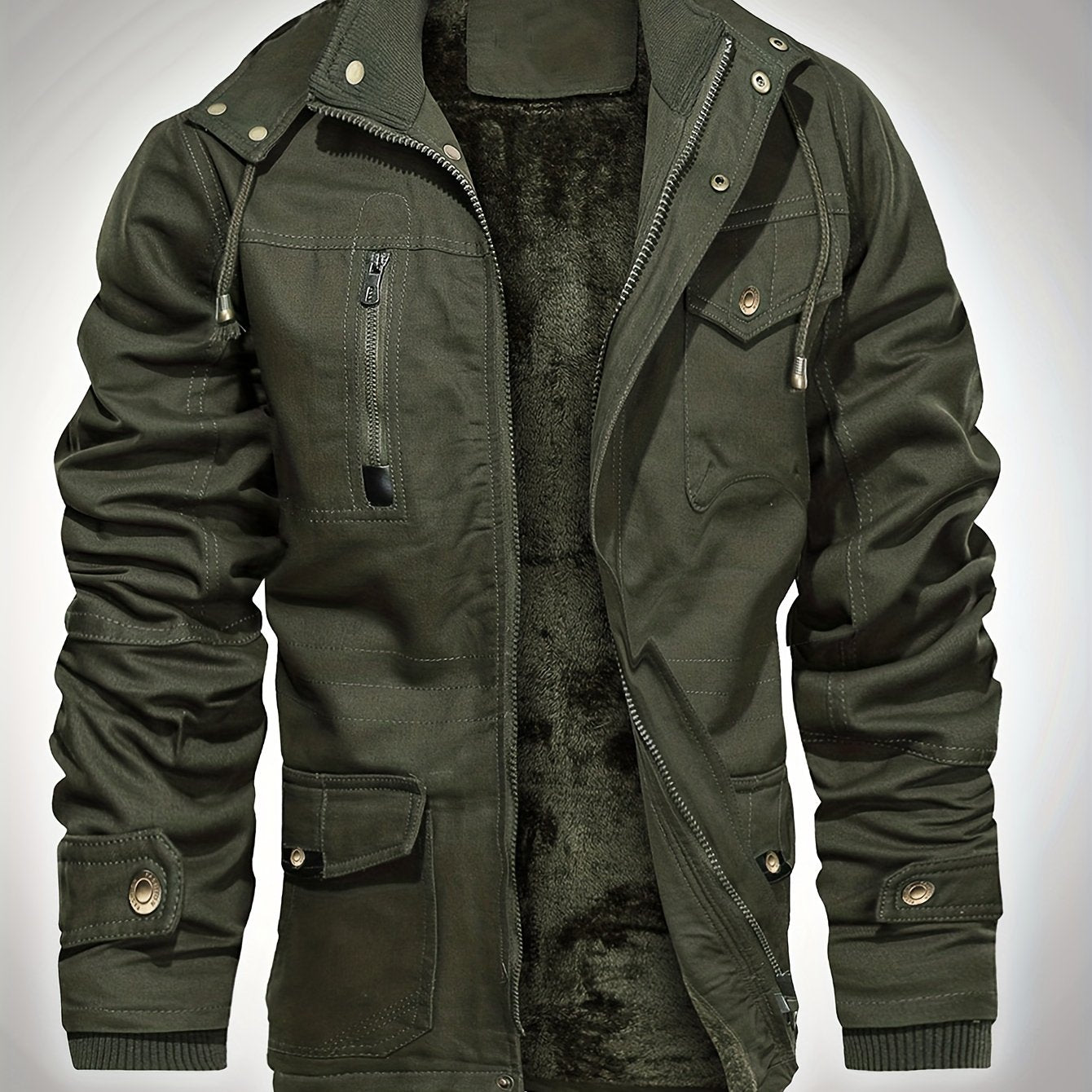 gbolsos Men's Hooded Military Tactical Jacket Windbreak Fleece Coat