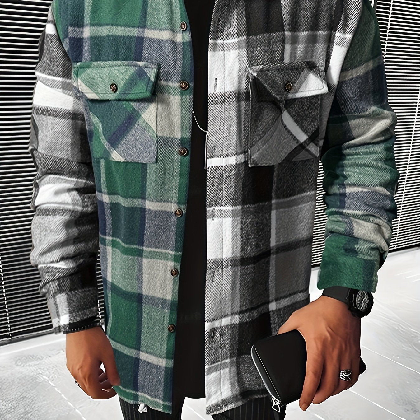 gbolsos Men's Classic Plaid Shirt Top Turn-Down Collar Long Sleeve Closure Regular Fit Male Casual Shirt For Daily