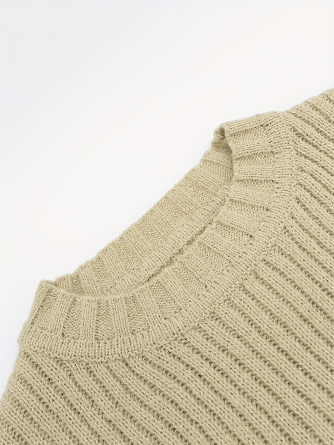 gbolsos Fashionable Men's Solid Color Knit Sweater Plus Size Male's Pullover Sweater For Autumn And Winter, Leisurewear For Big And Tall Guys
