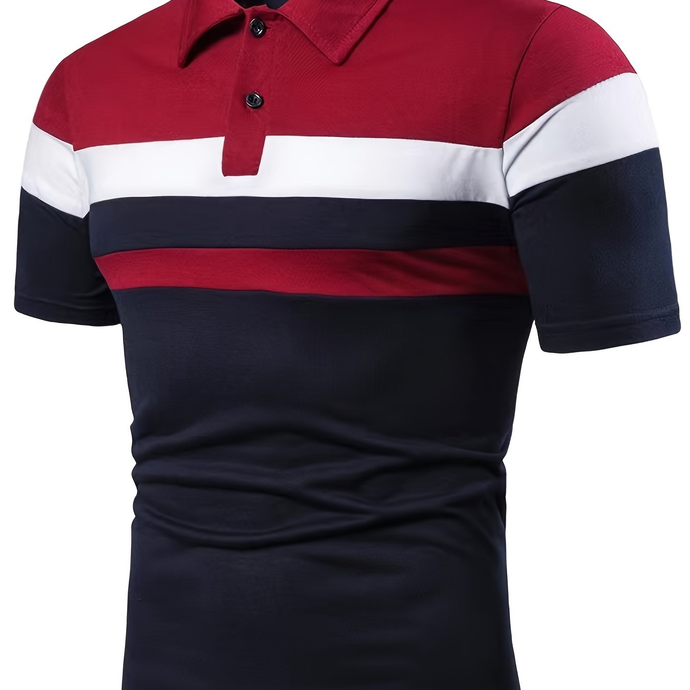 Men's Stripes Summer Polo Shirt Casual Slim Color Block Short Sleeve Shirts Vintage Breathable Patchwork T Shirts