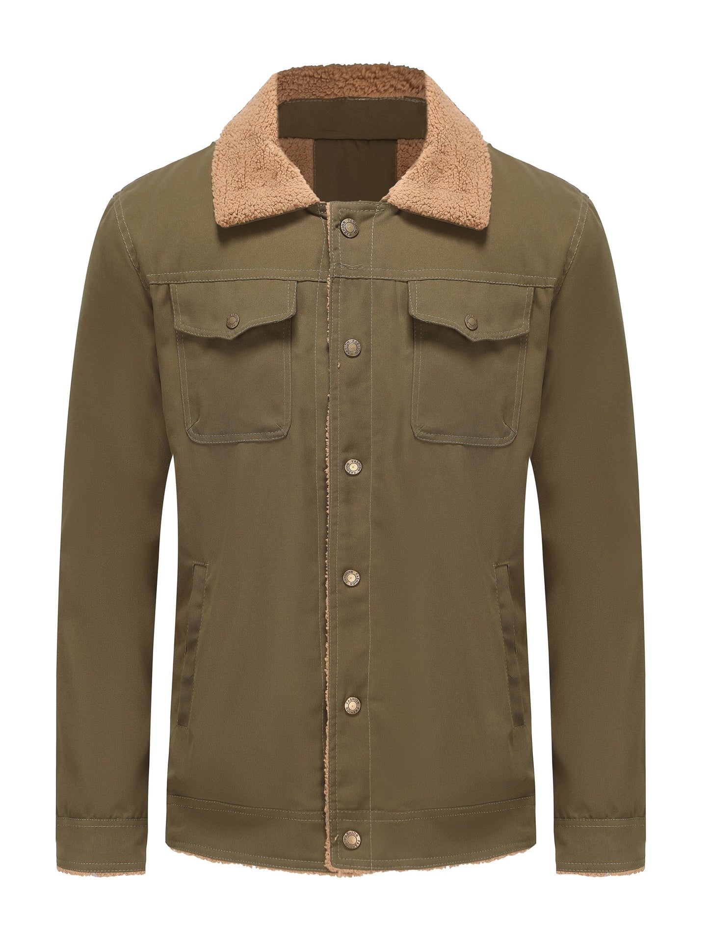 gbolsos Men's Warm Fleece Cargo Jacket For Fall Winter, Casual Warm Thick Coat For Outdoor Activities