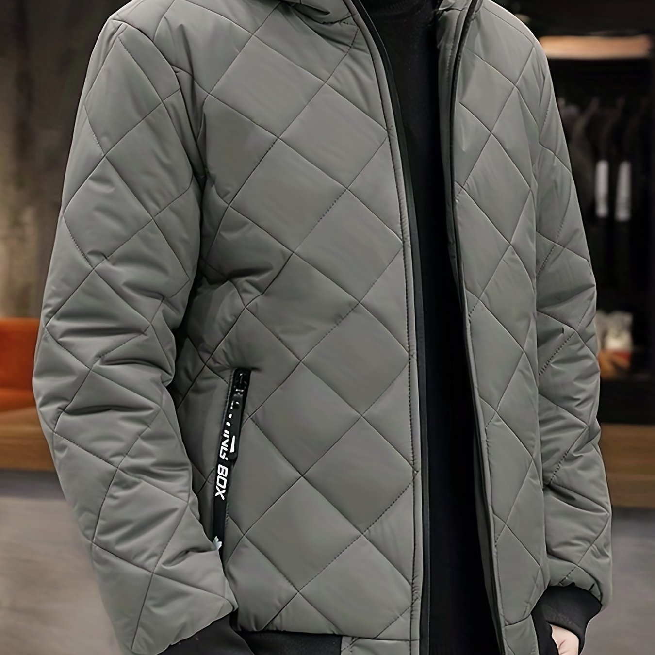 gbolsos Warm Winter Plush Hooded Jacket, Men's Casual Zip Up Cotton Padded Jacket For Fall Winter Outdoor