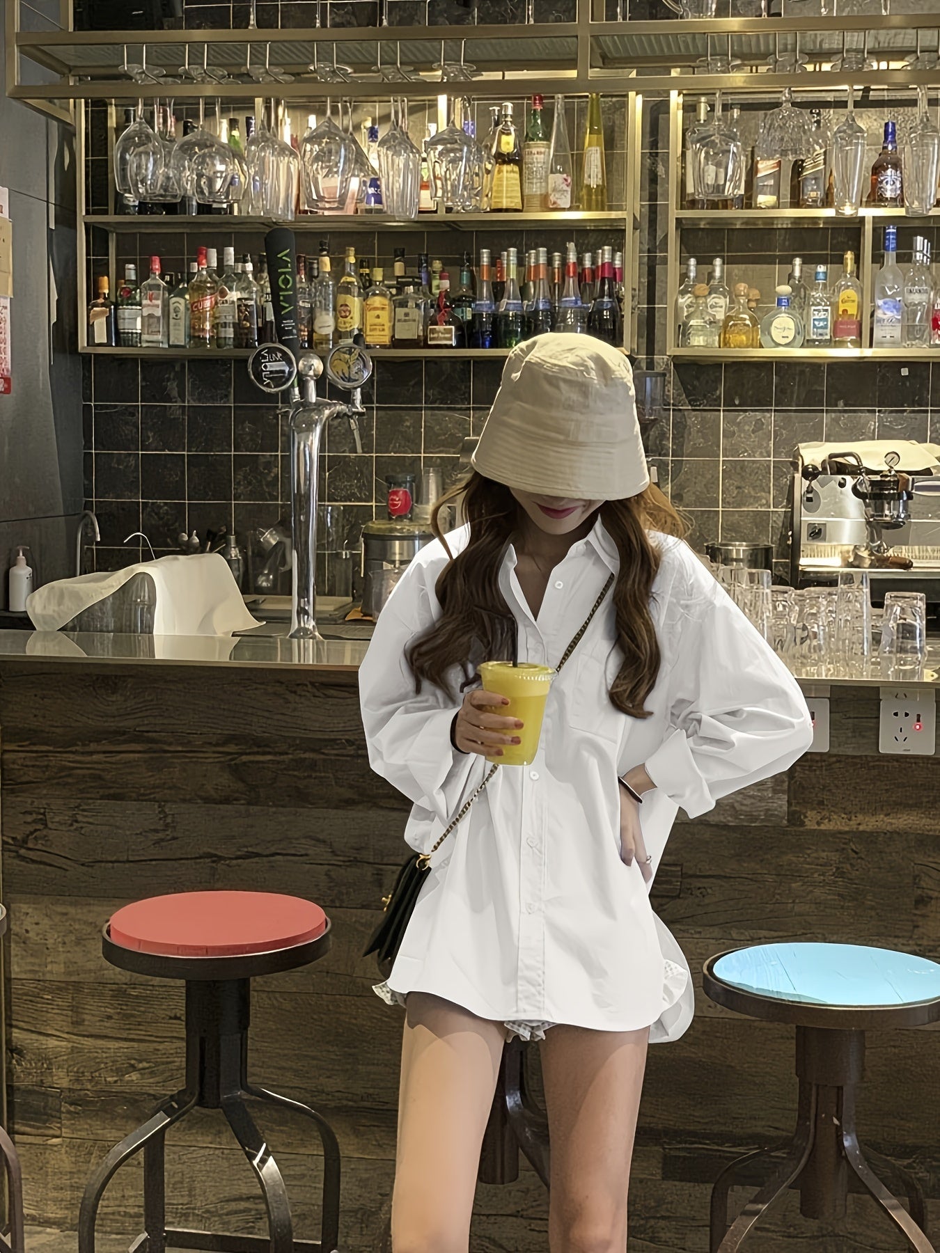 Loose Basic Solid Blouse, Stylish Lapel Long Sleeve Blouse, Casual Blouse For Spring & Fall, Women's Clothing