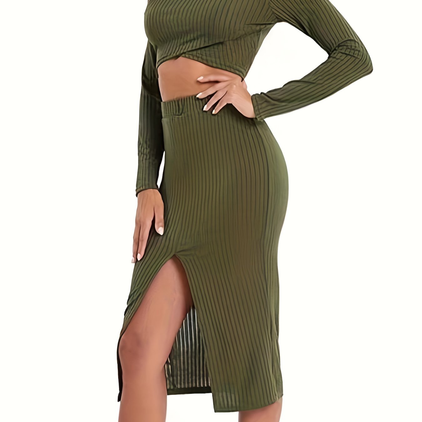gbolsos Solid Cut Out Turtleneck Dress, Casual Long Sleeve Bodycon Dress, Women's Clothing