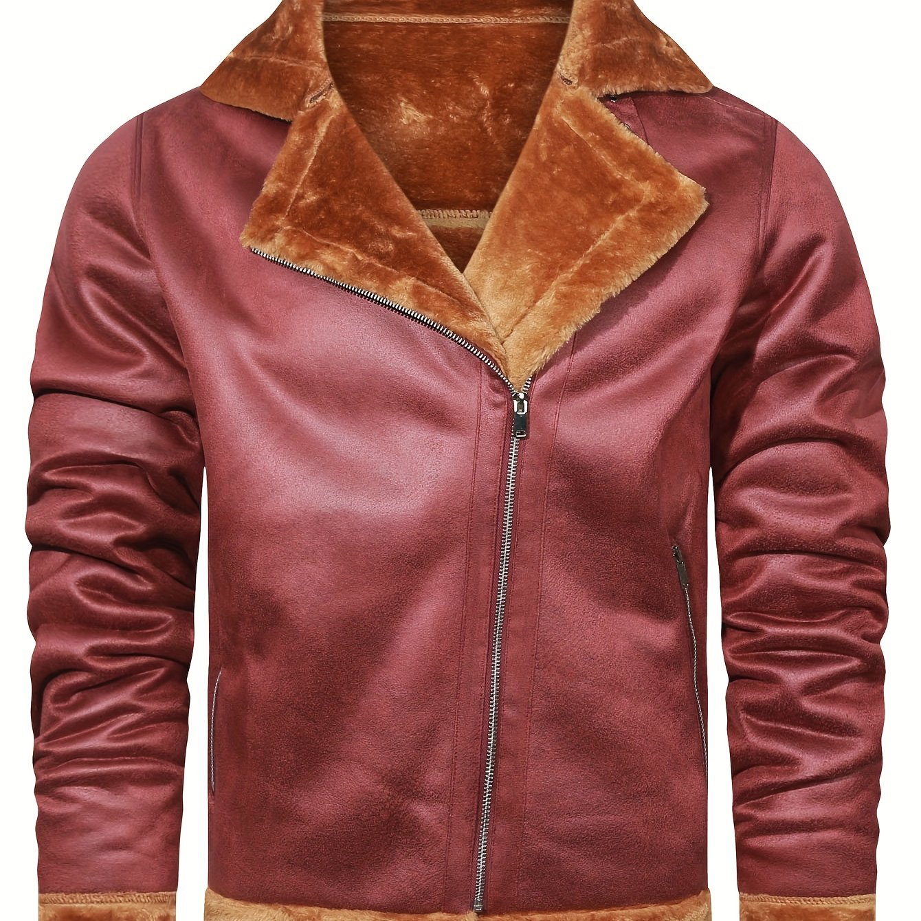 gbolsos Men's Pu Jacket, Chic Faux Leather Jacket For Fall Winter