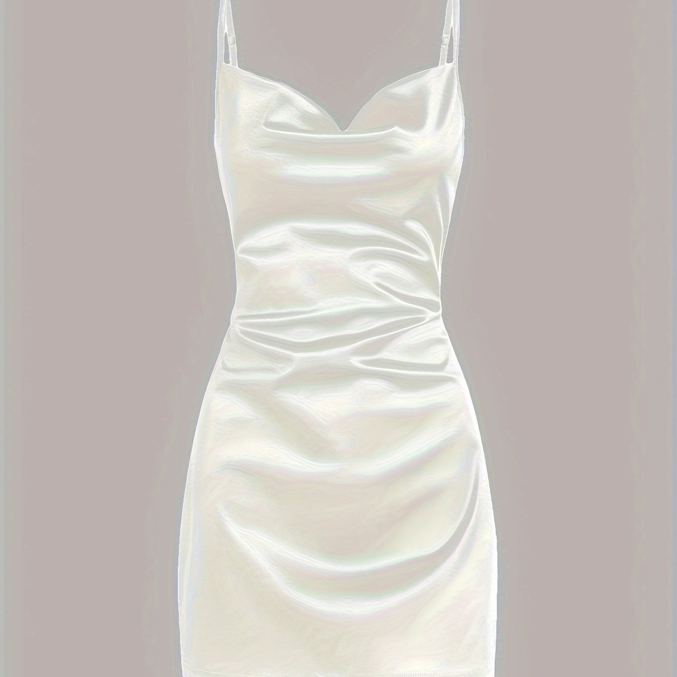 Solid Cowl Neck Spaghetti Dress, Sexy Tie Back Bodycon Cami Dress For Summer, Women's Clothing