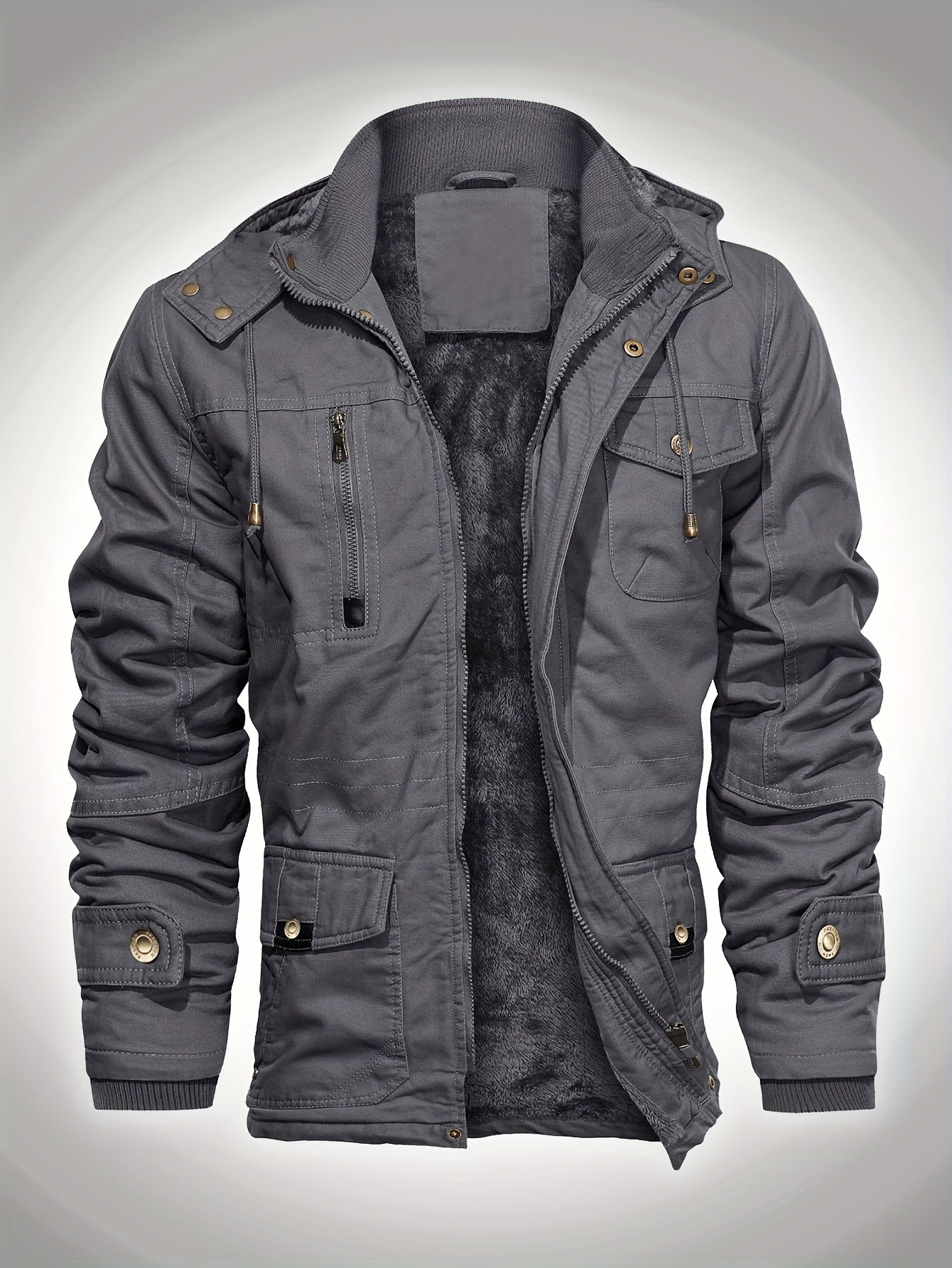 gbolsos Men's Hooded Military Tactical Jacket Windbreak Fleece Coat