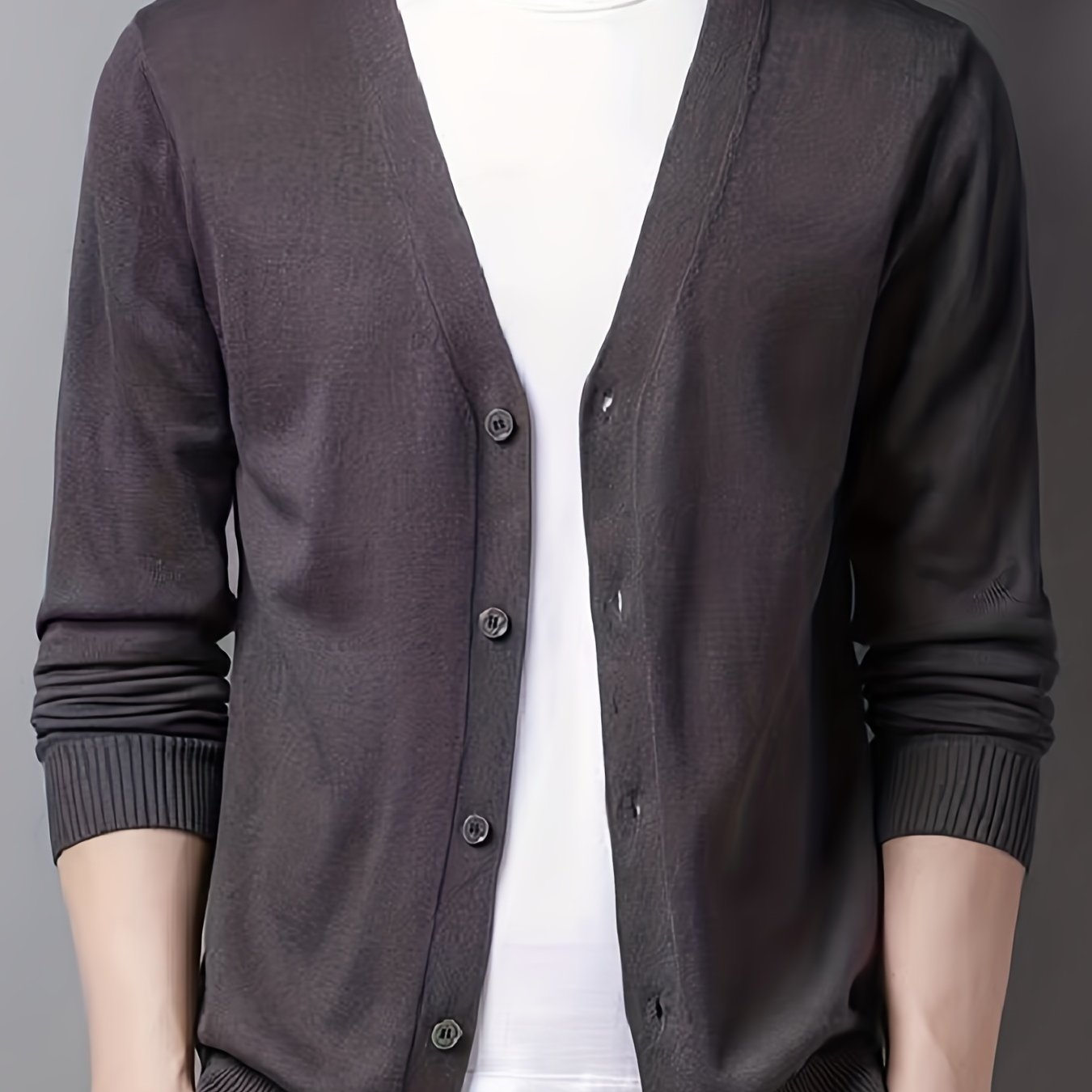 gbolsos Men's V-neck Casual Cardigan, Plain Thermal Regular Fit Knit Sweater For Spring Autumn