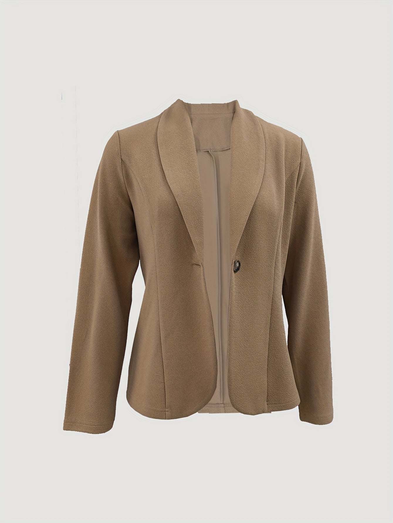 gbolsos Shawl Collar Solid Blazer, Casual Long Sleeve Open Front Outerwear, Women's Clothing