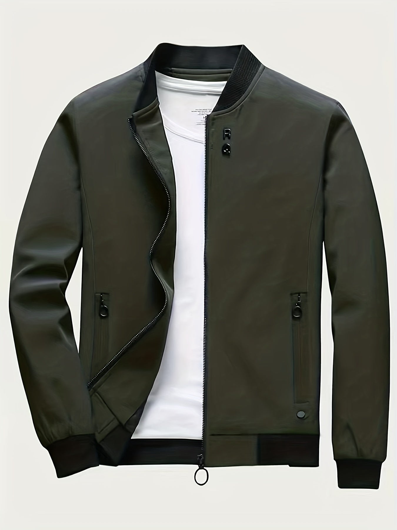 gbolsos Classic Design Windbreaker Jacket, Men's Casual Stand Collar Zip Up Jacket Coat For Spring Fall Outdoor Hiking Camping Cycling