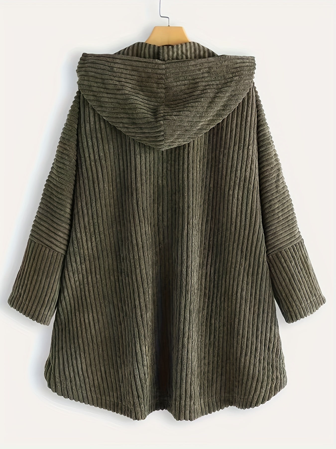 gbolsos Button Front Hooded Coat, Casual Solid Long Sleeve Outerwear, Women's Clothing