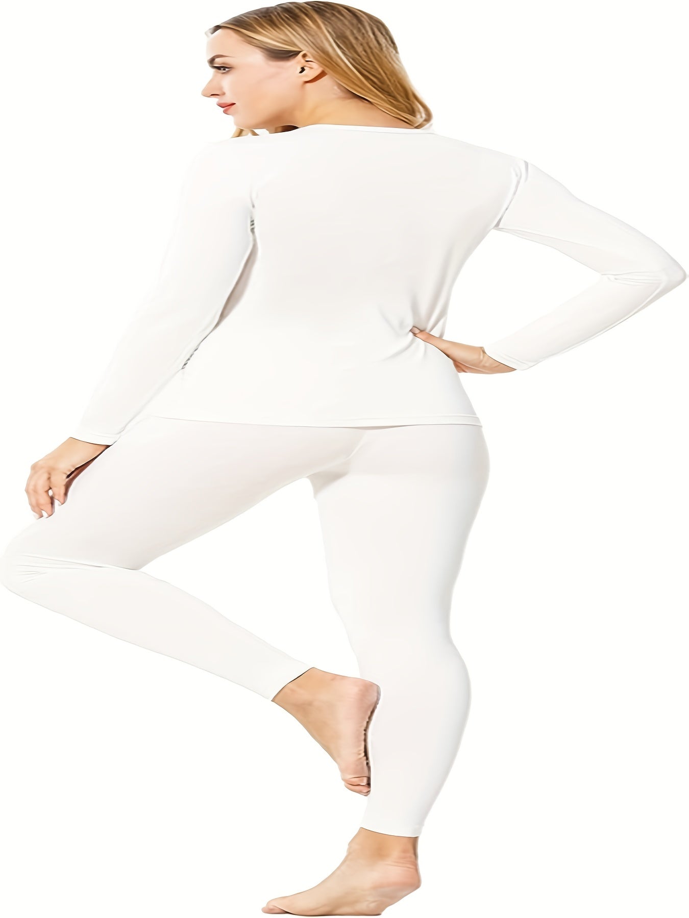 gbolsos Thermal Underwear Set For Women Long Johns With Fleece Lined Long Sleeves Base Layer Set Top Bottom