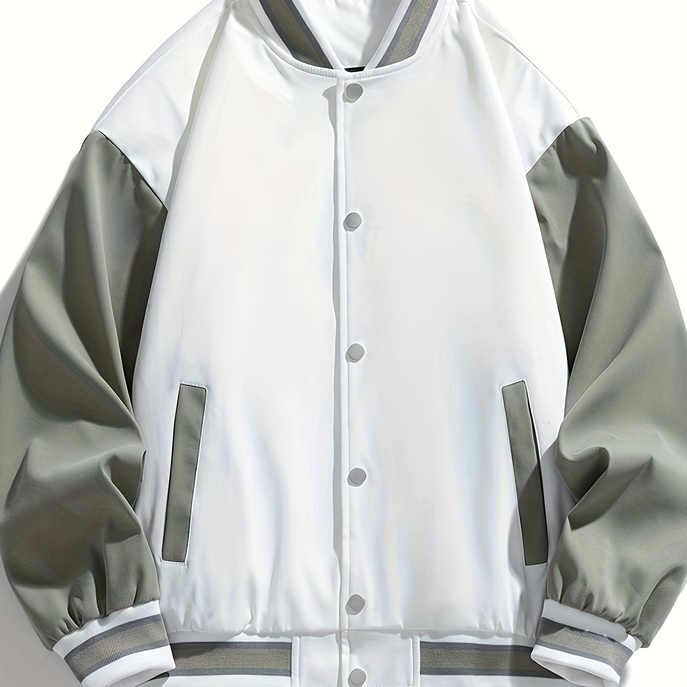 gbolsos Men's Autumn Winter Baseball Jacket Contrast Color Raglan Band Collar Jacket For Males, Men's Clothing, Plus Size