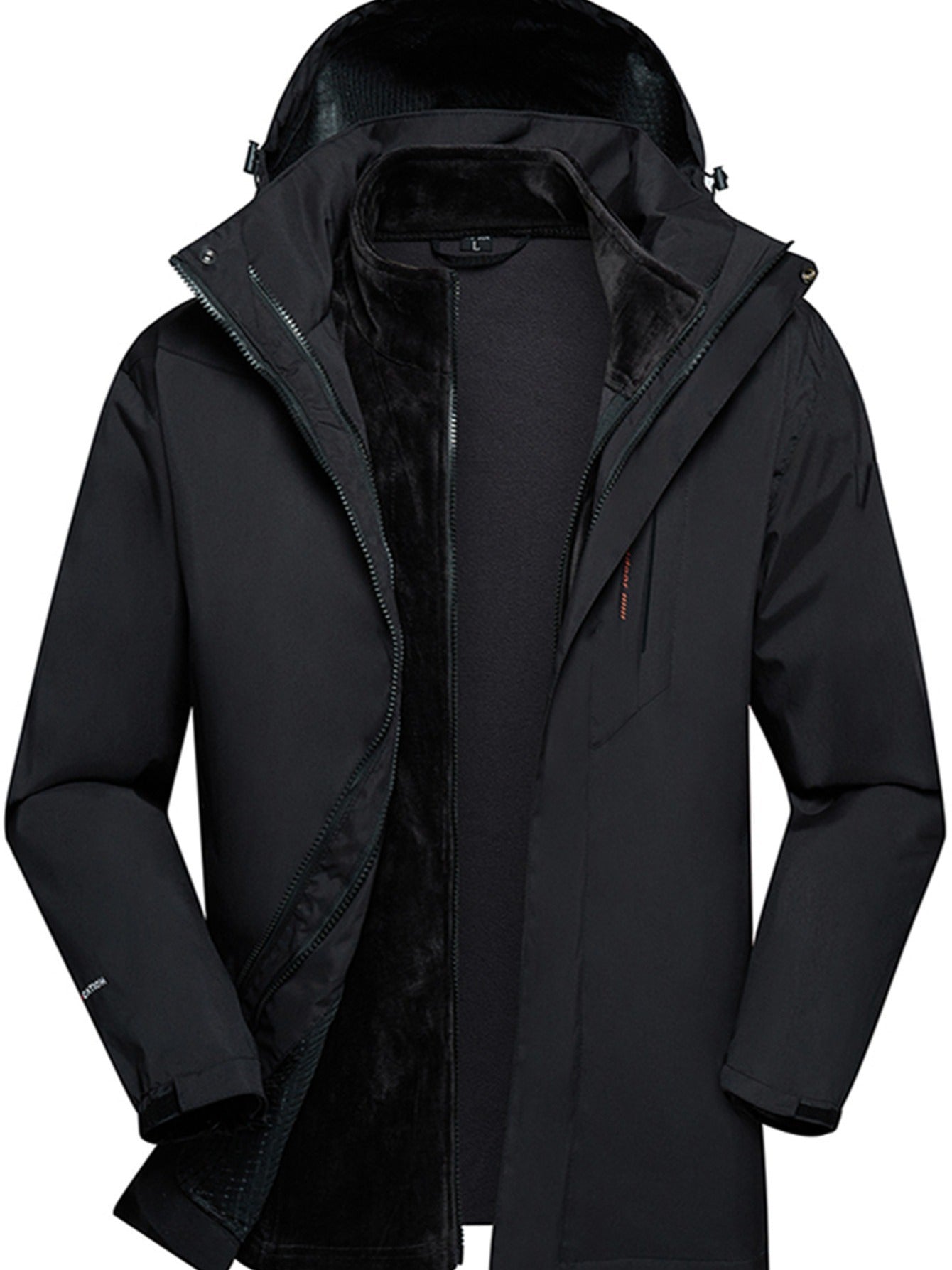 gbolsos One Size Smaller Men's Casual Double-Layer Hooded Trench Coat Winter