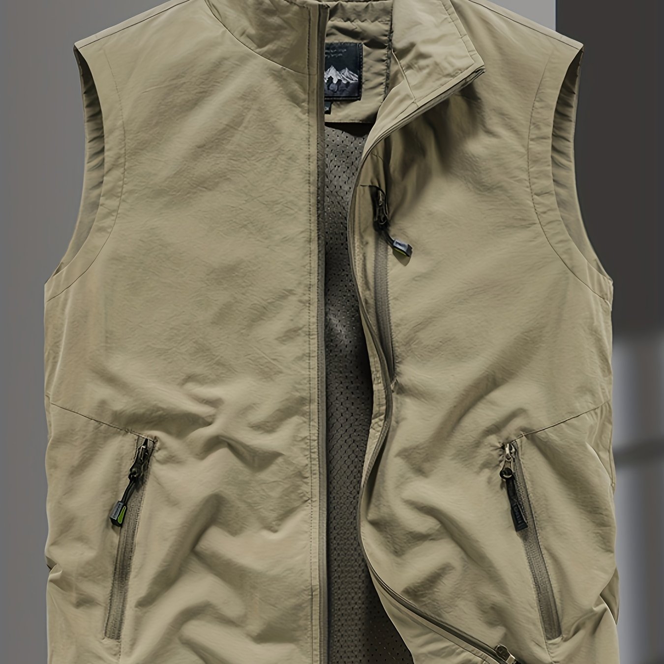 Men's Casual Plain Color Vest With Zip Up Pockets Men's Clothes Outerwear Sleeveless Jacket