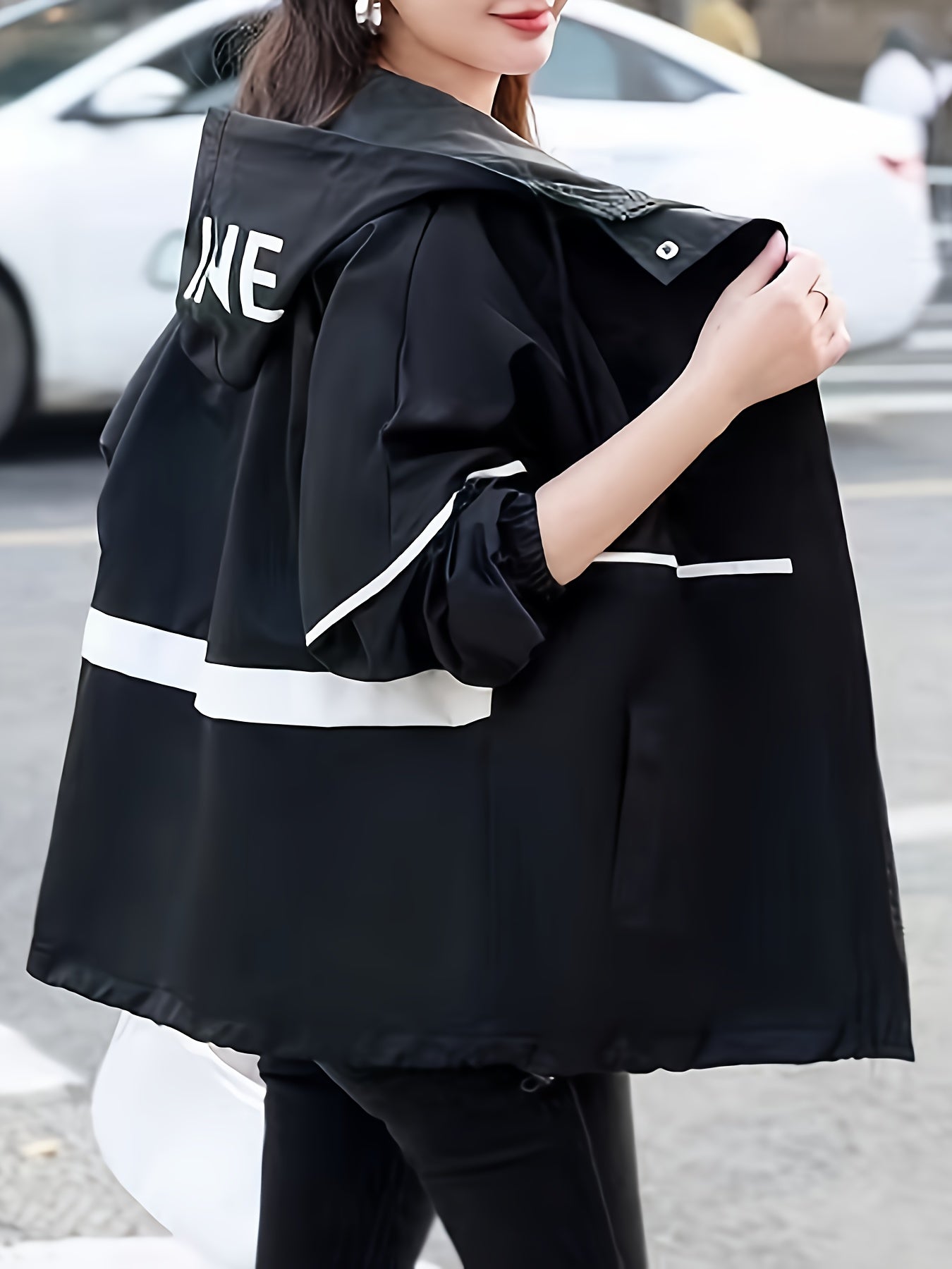 gbolsos Drawstring Pocket Hooded Jacket, Casual Long Sleeve Jacket For Spring & Fall, Women's Clothing