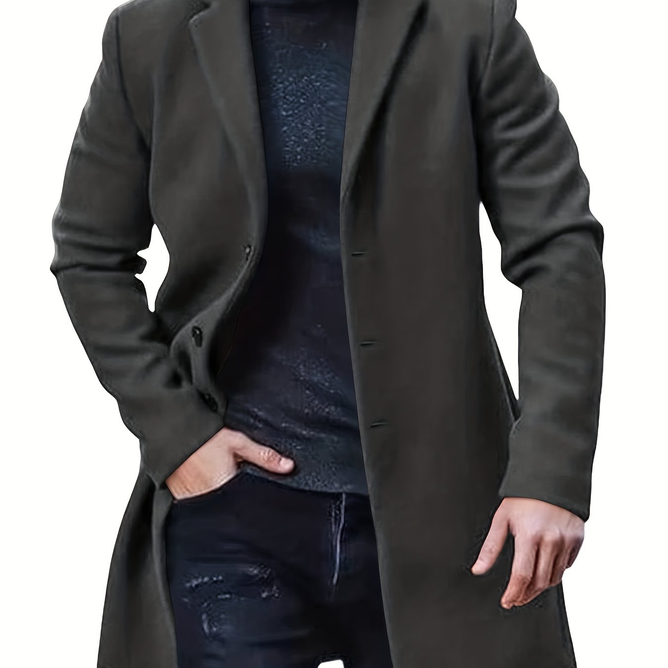gbolsos Men's Retro Trench Coat, Semi-formal Warm Single Breasted Overcoat For Fall Winter Business
