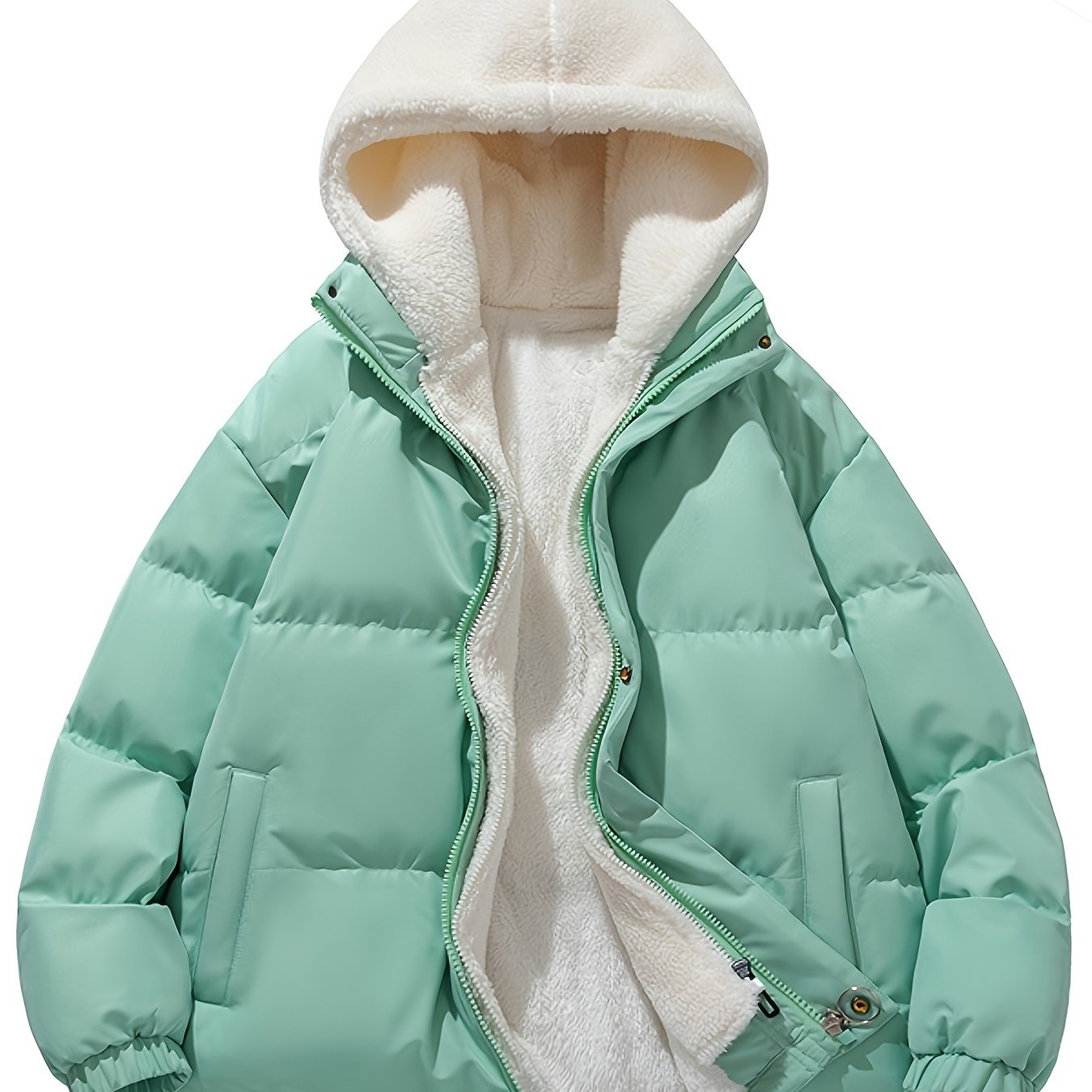 gbolsos Warm Fleece Hooded Winter Jacket, Men's Casual Cotton Padded Coat For Fall Winter