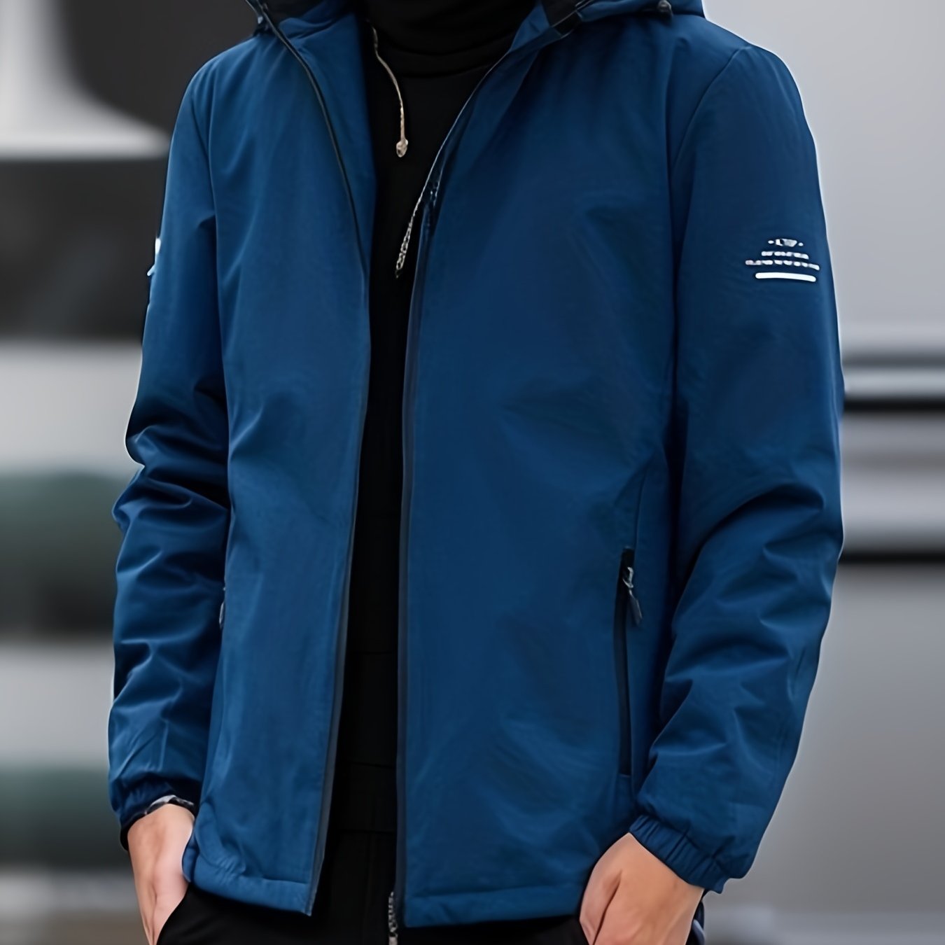 gbolsos Men's Soft-Shell Hooded Jacket, Casual Windproof & Waterproof Zip Up Detachable Hood Comfy Jacket For Outdoor