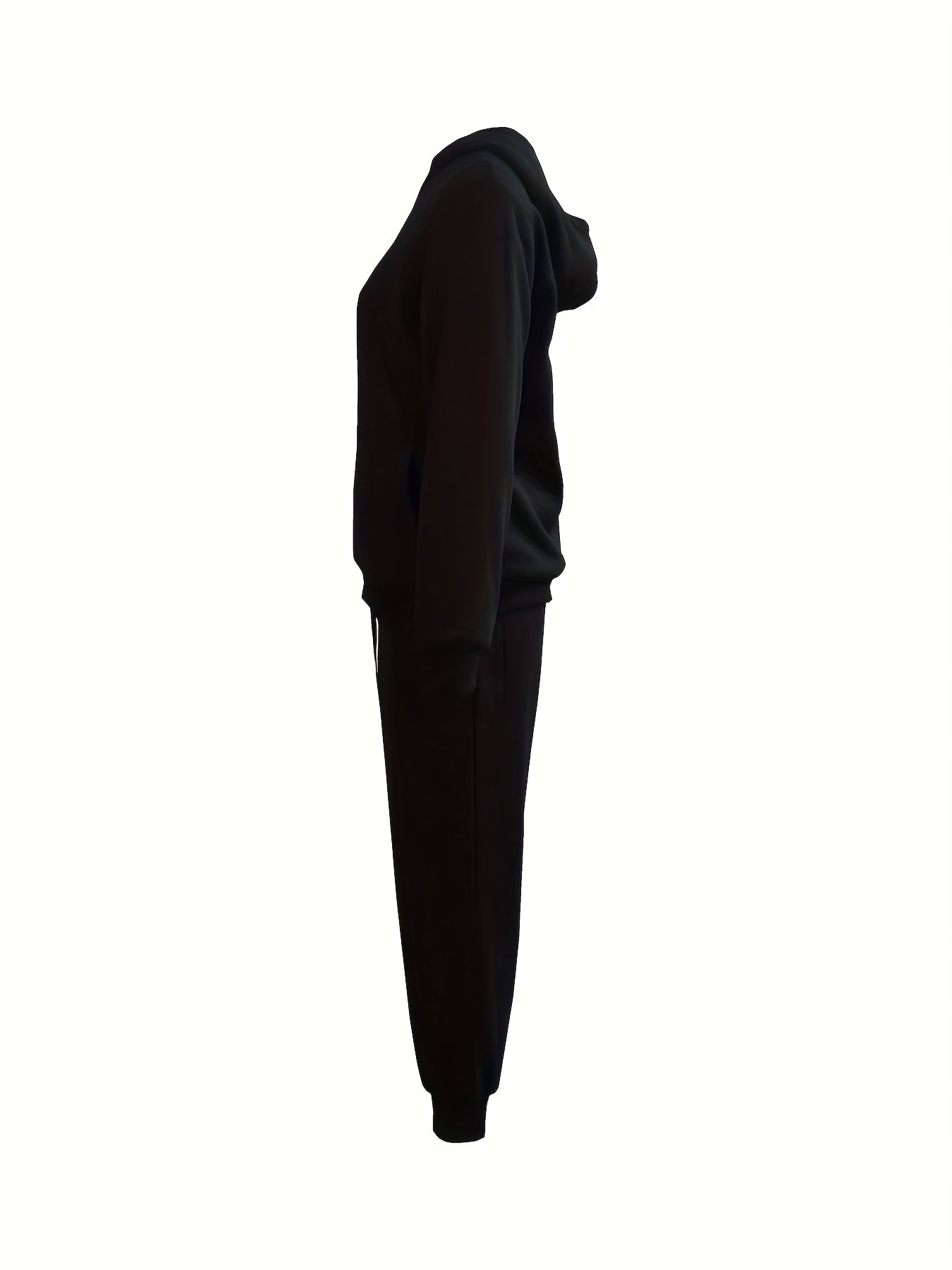 gbolsos Drawstring Casual Two-piece Set, Zip Up Long Sleeve Hooded Tops & Long Length Jogger Pants Outfits, Women's Clothing