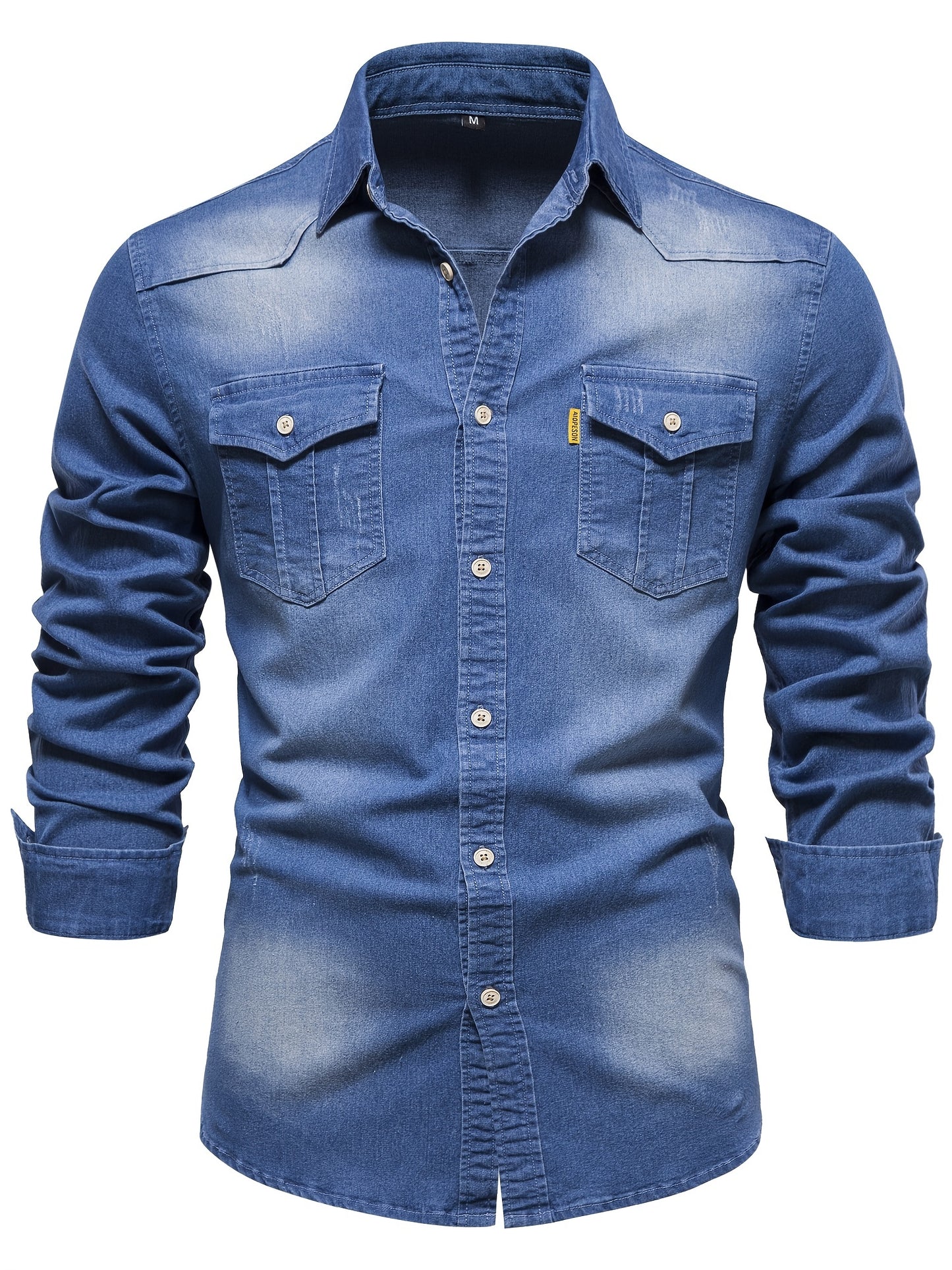 gbolsos Cotton Denim Shirt Men Long Sleeve Quality Cowboy Shirts For Men Casual Slim Fit Mens Designer Clothing