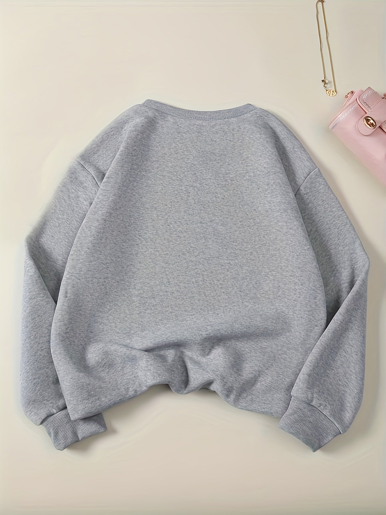 Positive Print Pullover Sweatshirt, Casual Long Sleeve Crew Neck Sweatshirt For Fall & Winter, Women's Clothing
