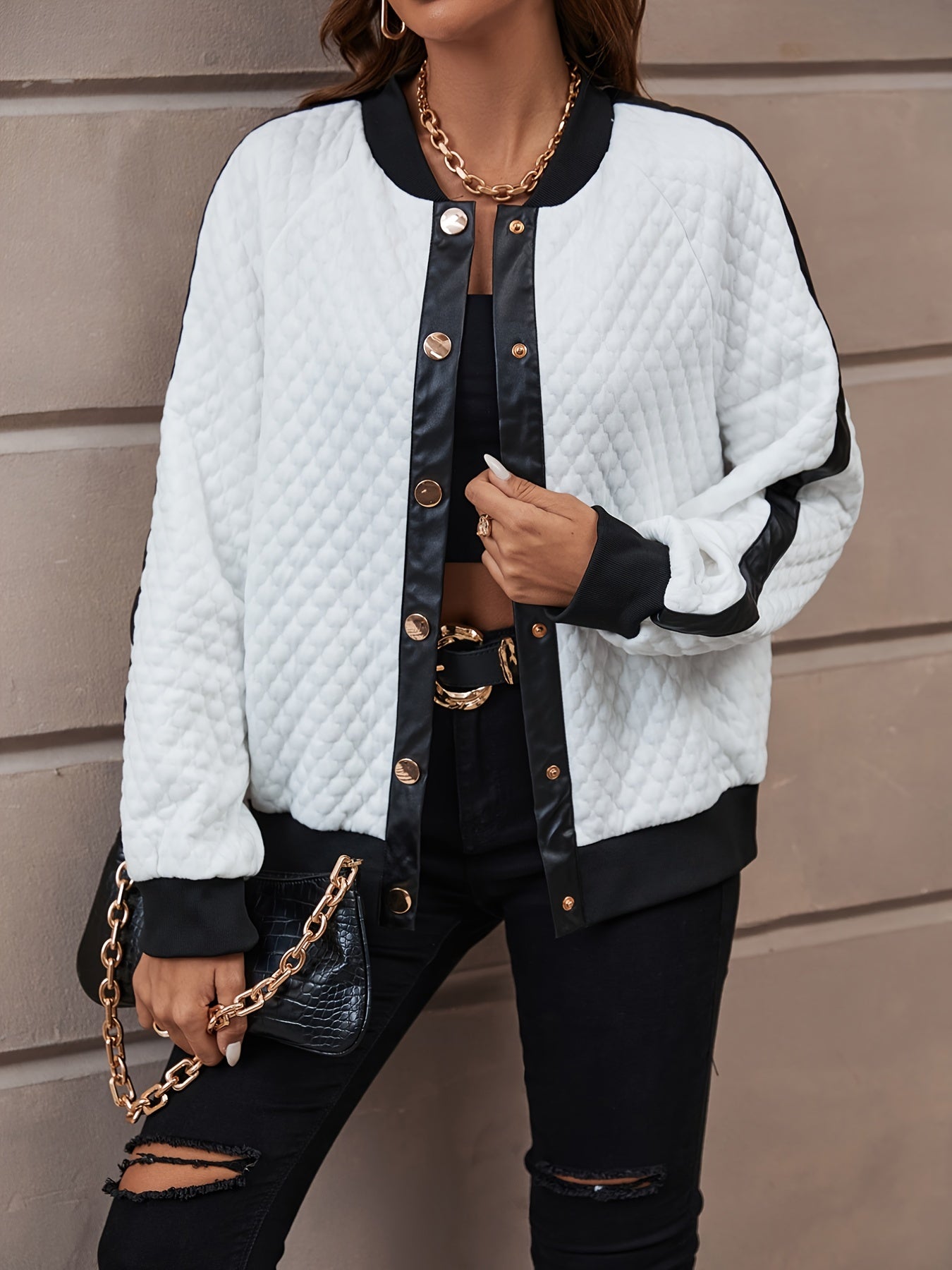 gbolsos Loose Simple Fashion Coat, Casual Raglan Long Sleeve Crop Outerwear, Women's Clothing
