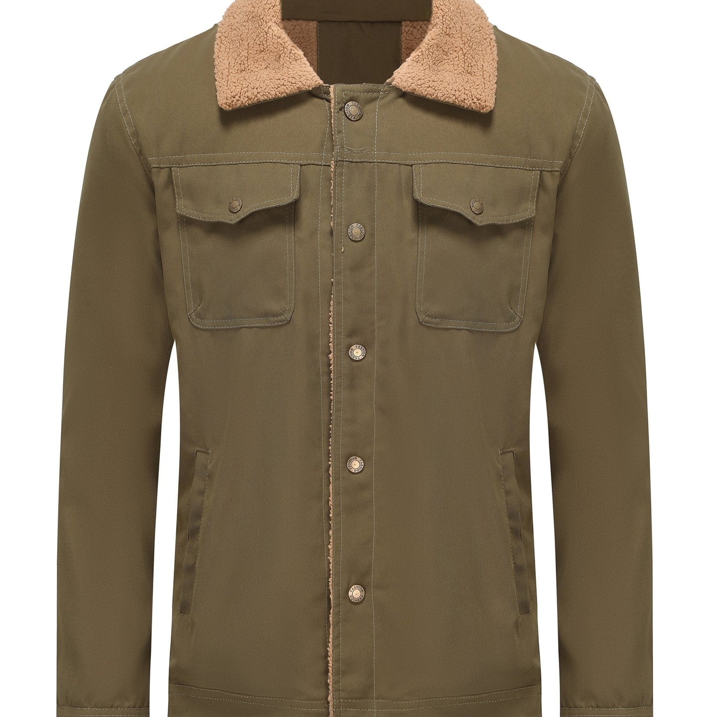 gbolsos Men's Warm Fleece Cargo Jacket For Fall Winter, Casual Warm Thick Coat For Outdoor Activities