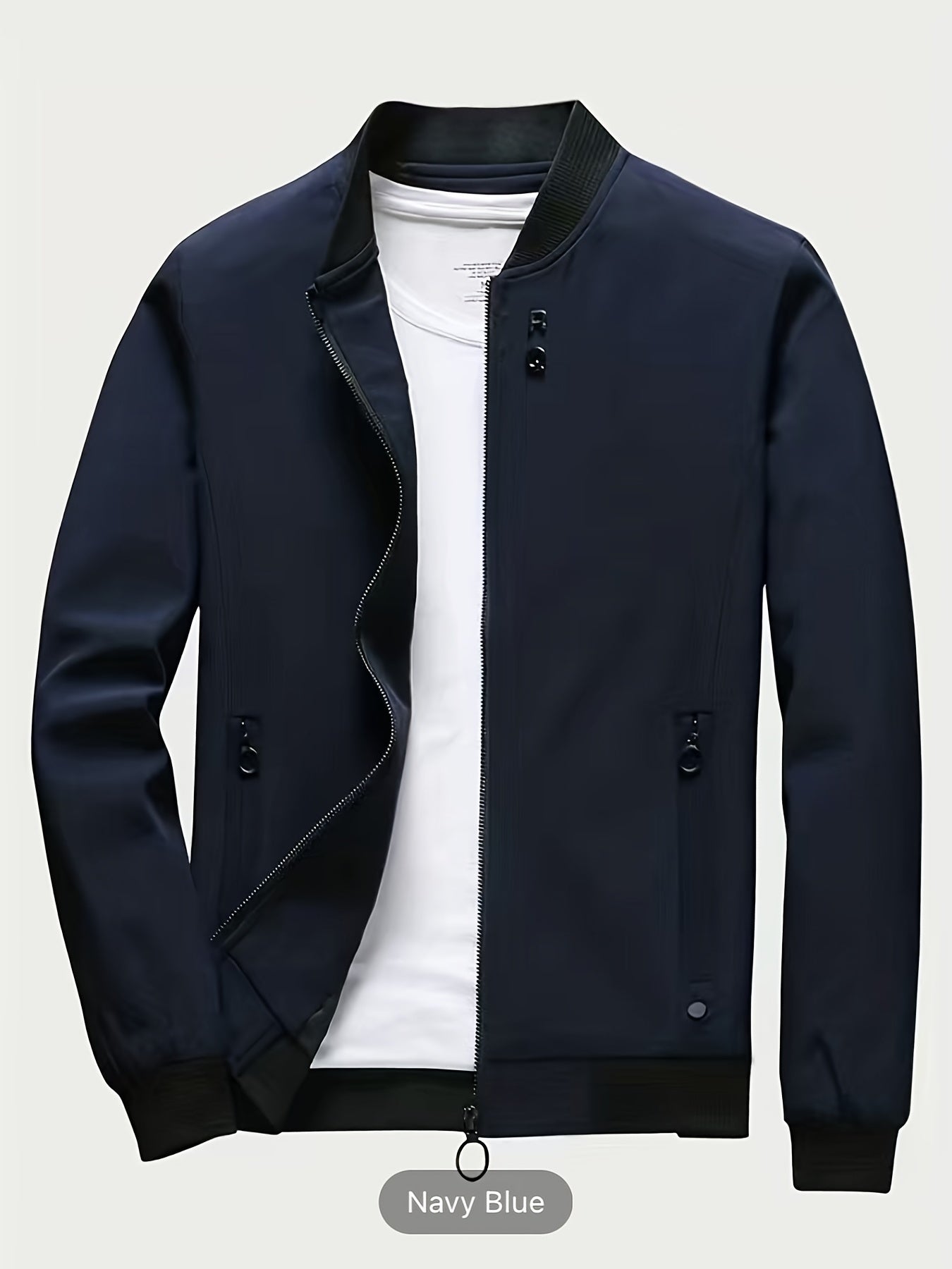 gbolsos Classic Design Windbreaker Jacket, Men's Casual Stand Collar Zip Up Jacket Coat For Spring Fall Outdoor Hiking Camping Cycling