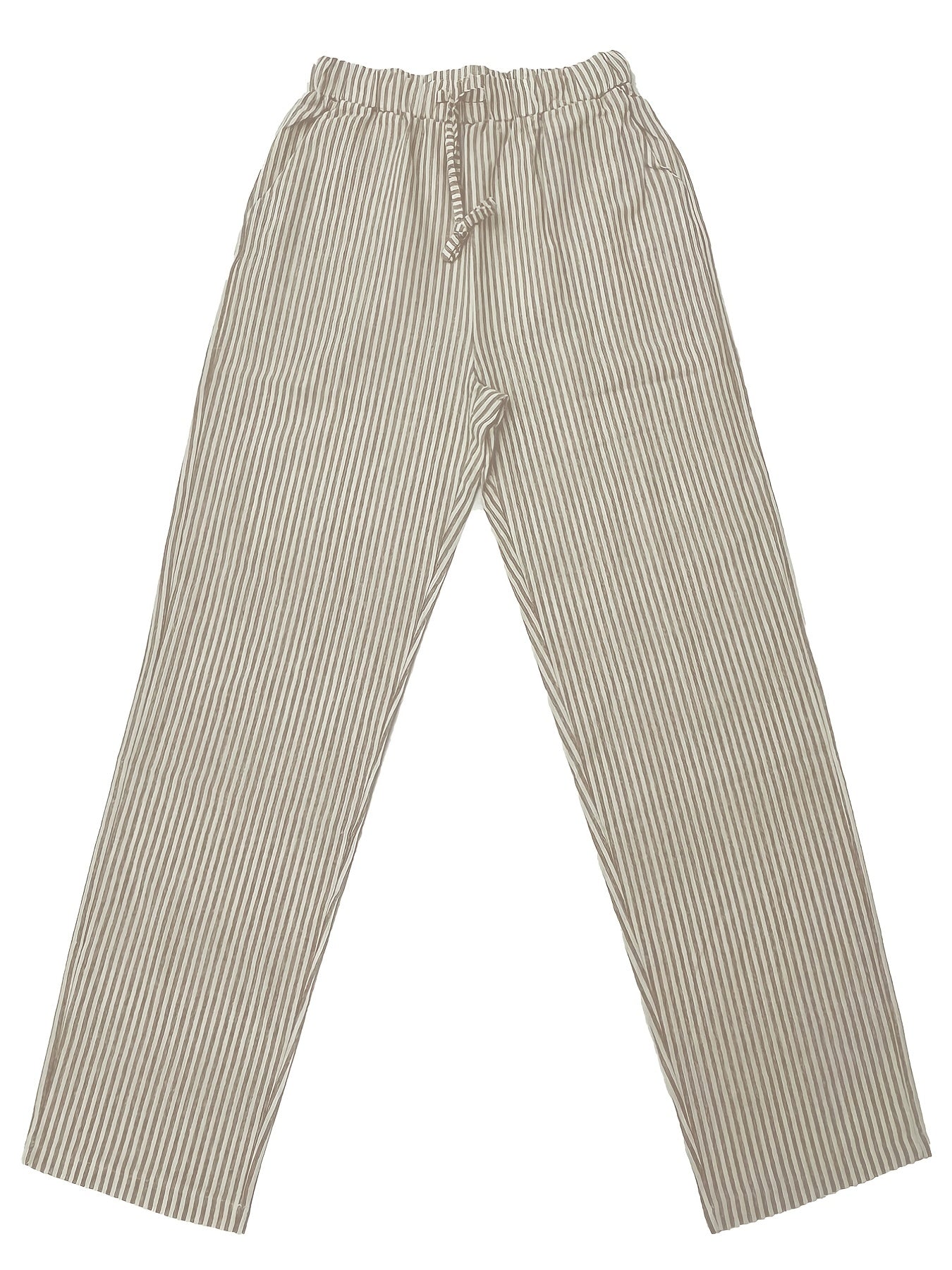 gbolsos Striped Slant Pocket Drawstring Pants, Casual Pants For Spring & Summer, Women's Clothing