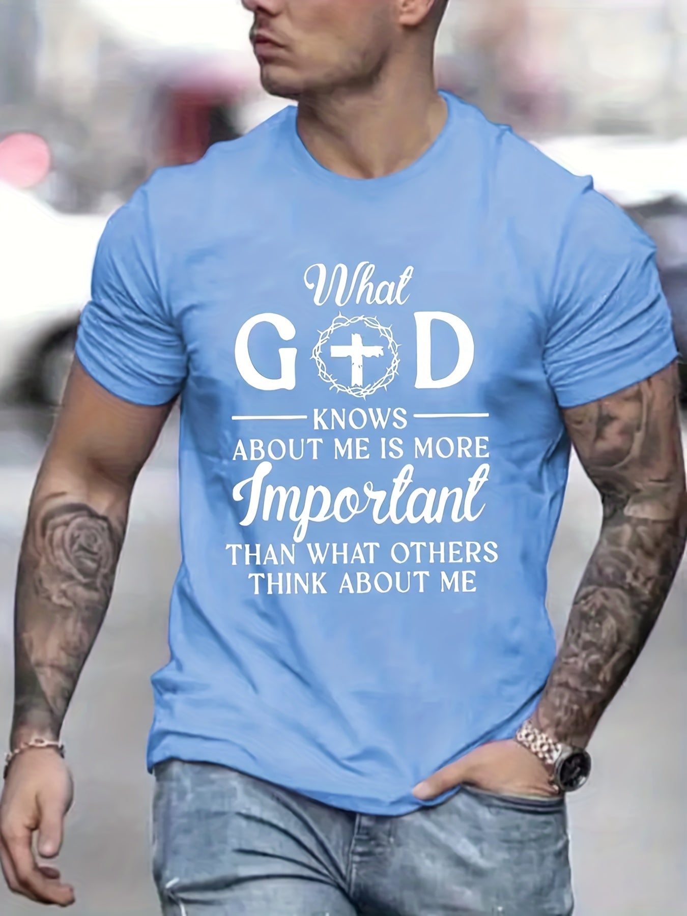 gbolsos 'What God Knows About Me' Print T Shirt, Tees For Men, Casual Short Sleeve Tshirt For Summer Spring Fall, Tops As Gifts
