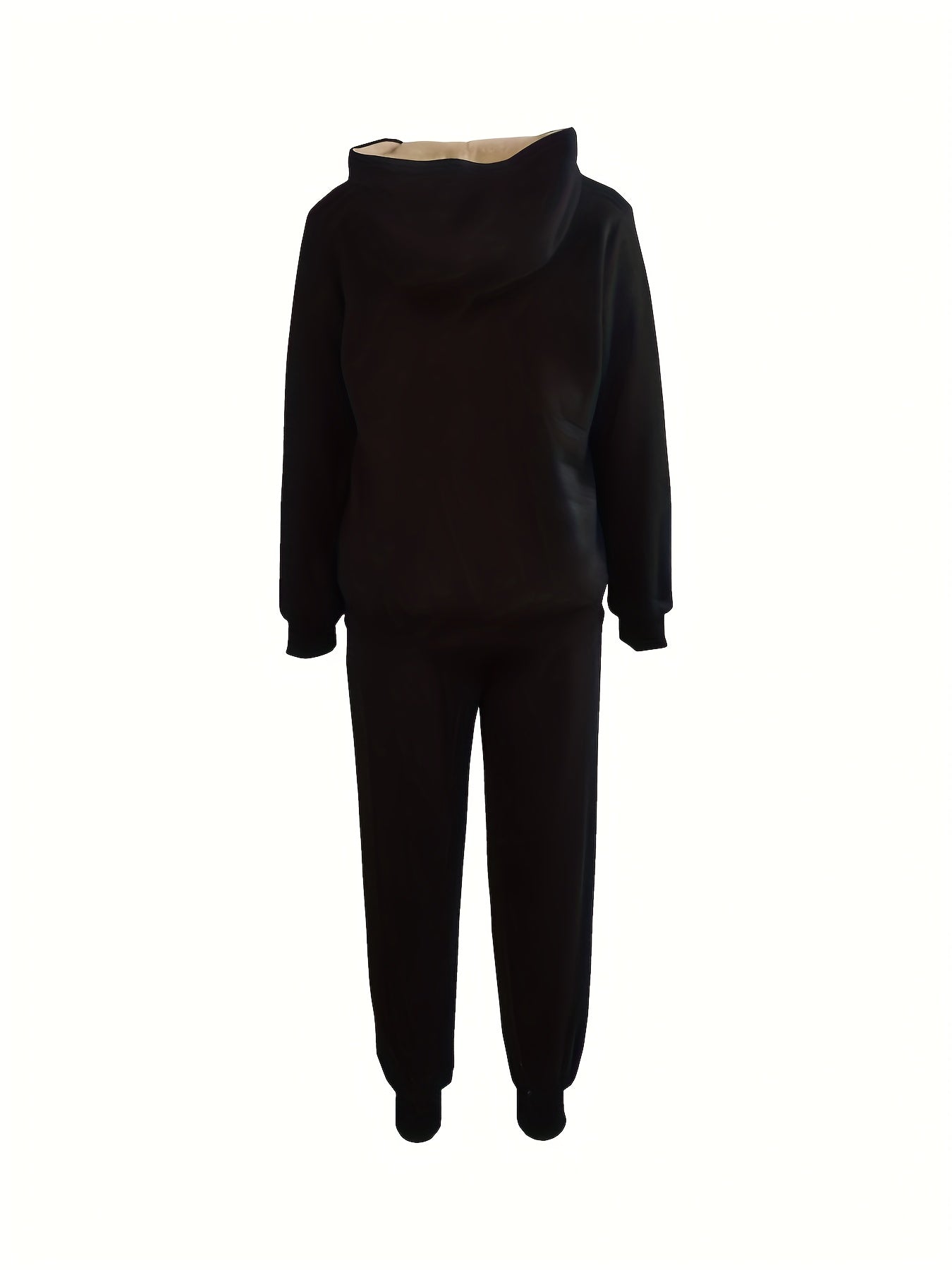 gbolsos Drawstring Casual Two-piece Set, Zip Up Long Sleeve Hooded Tops & Long Length Jogger Pants Outfits, Women's Clothing