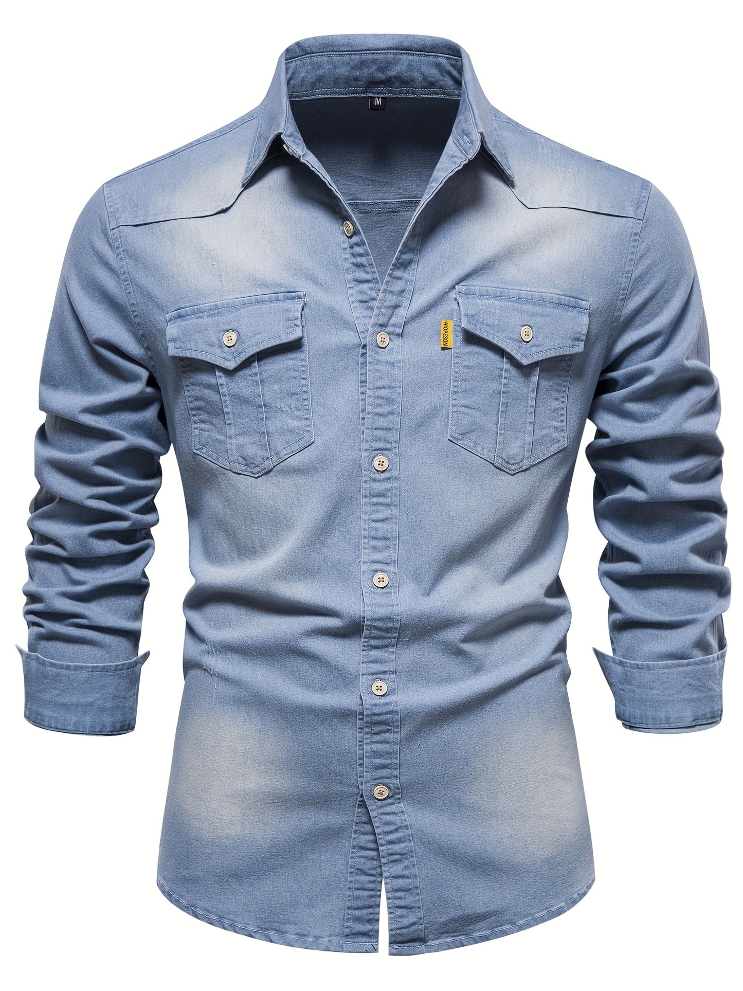 gbolsos Cotton Denim Shirt Men Long Sleeve Quality Cowboy Shirts For Men Casual Slim Fit Mens Designer Clothing