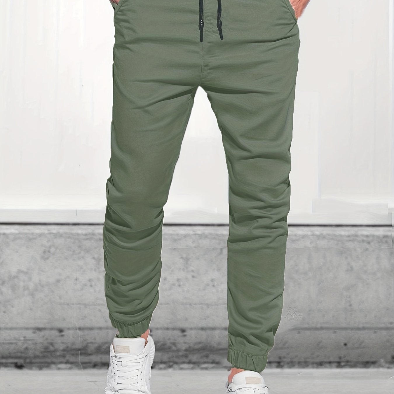 Classic Design Joggers, Men's Casual Waist Drawstring Tapered Pants For All Seasons Fitness Cycling