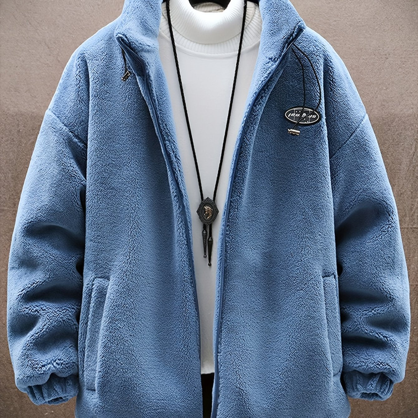 gbolsos Men's Fleece Stand Collar Jacket, Active Zip Up Coat For Fall Winter Outdoor