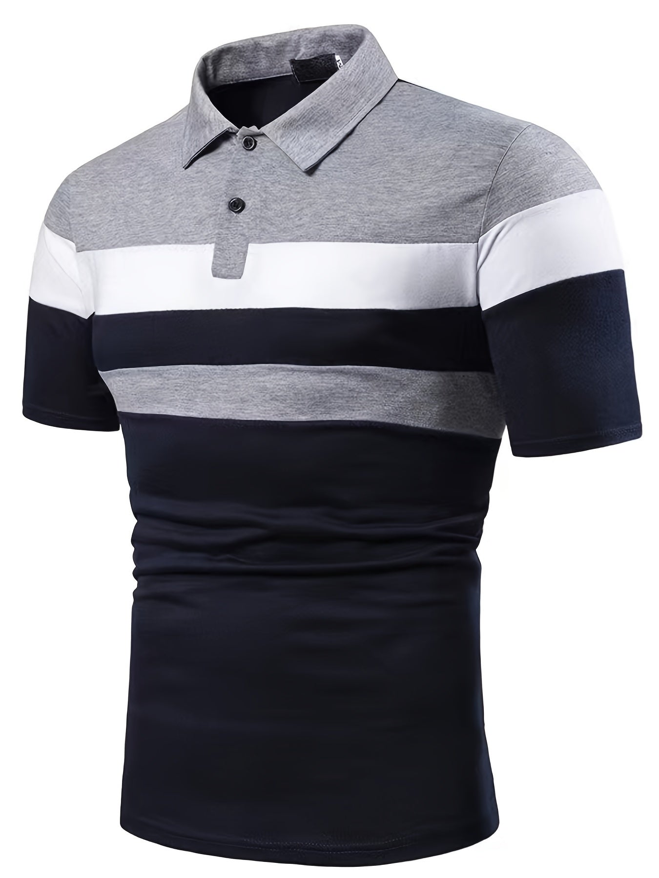 Men's Stripes Summer Polo Shirt Casual Slim Color Block Short Sleeve Shirts Vintage Breathable Patchwork T Shirts