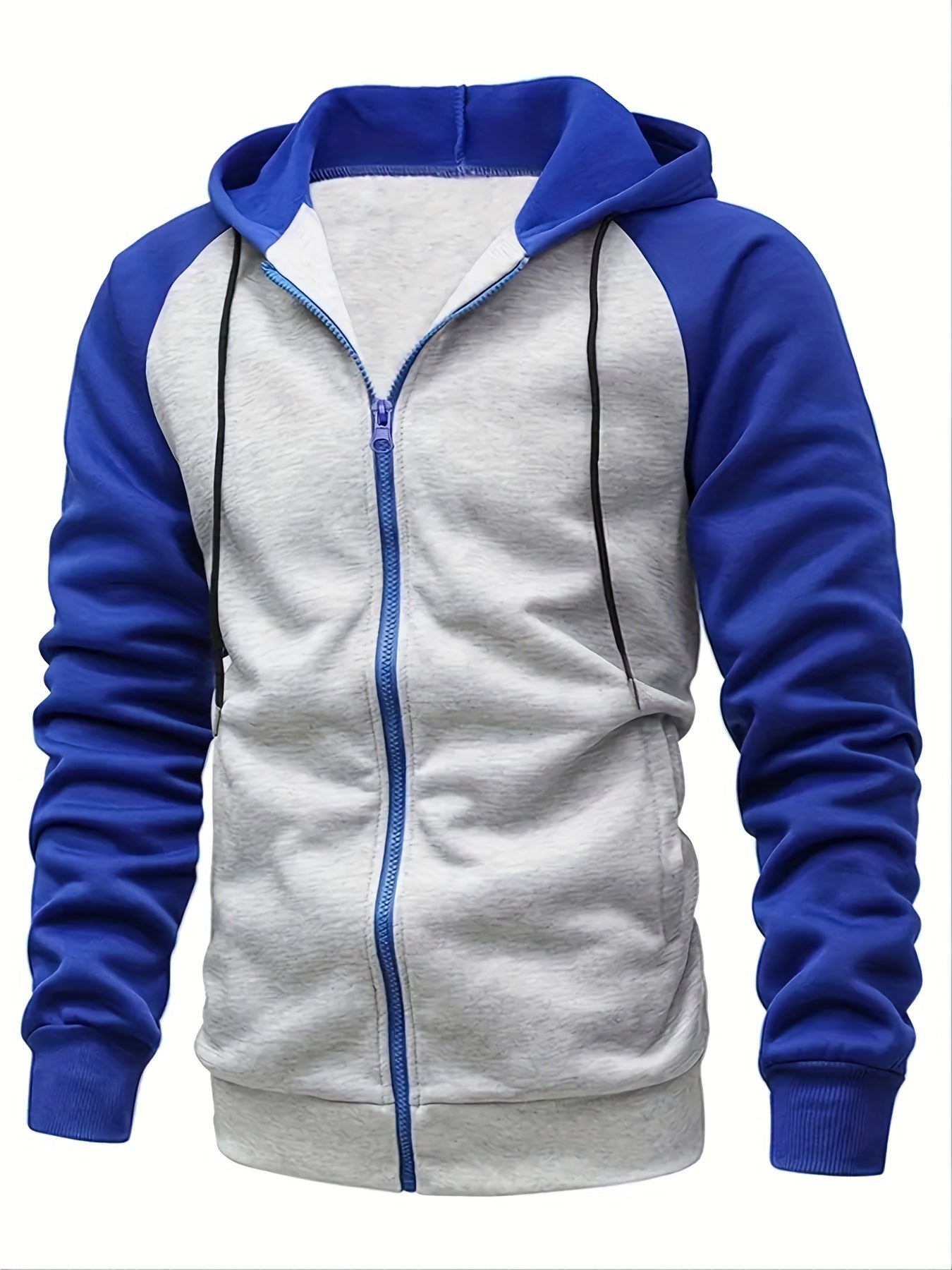 gbolsos Men's Hooded Sweatshirt Casual Loose Raglan Sleeves Zip Up Hoodie