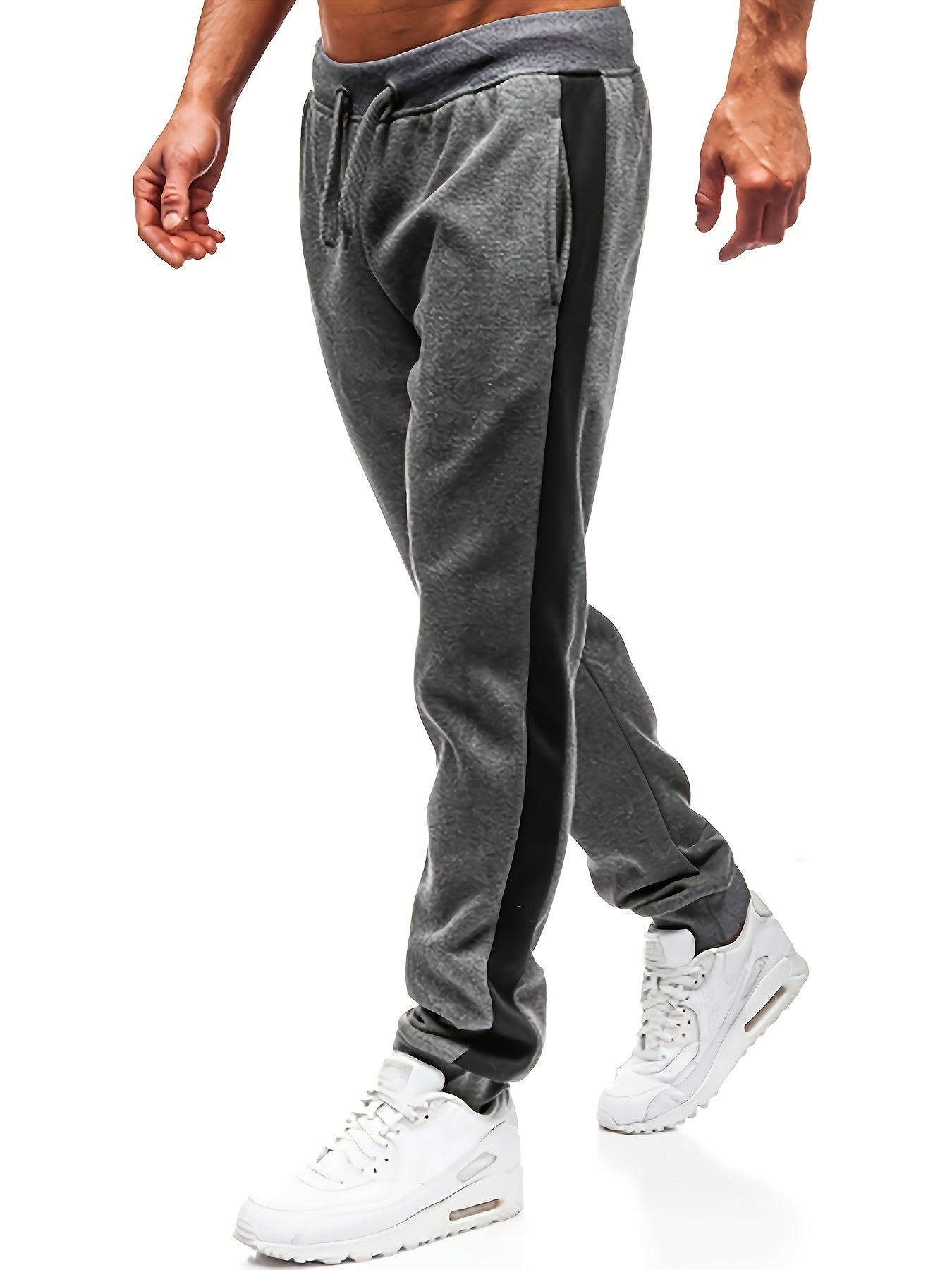 gbolsos Men's Color Block Drawstring Sweatpants, Elastic Waist Active Pants Jogger Pants Men's Clothes Fall Winter Bottoms