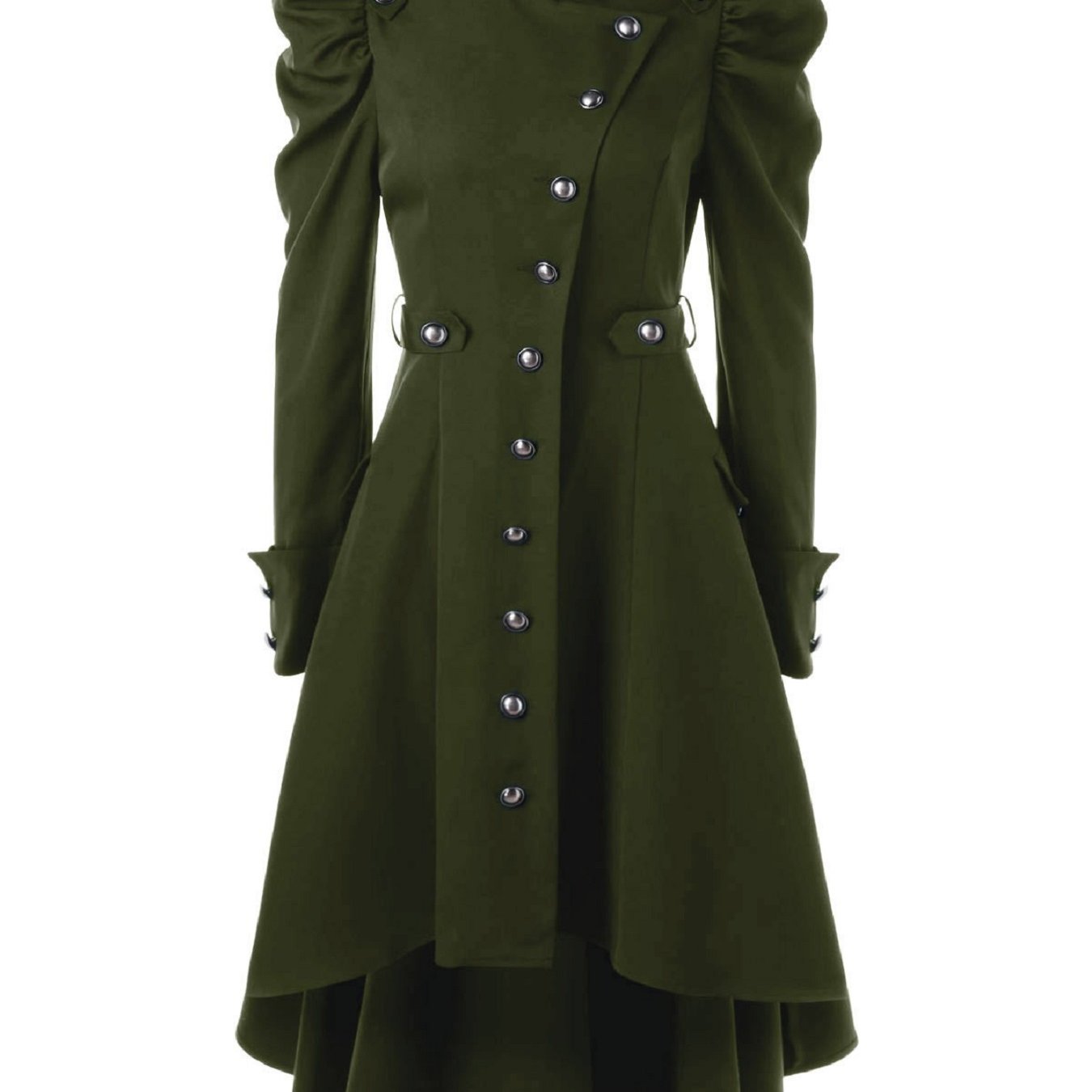gbolsos Solid Double Breasted Pea Coat, Belted Buckle Spring Mid-Long Lapel Outerwear, Women's Clothing