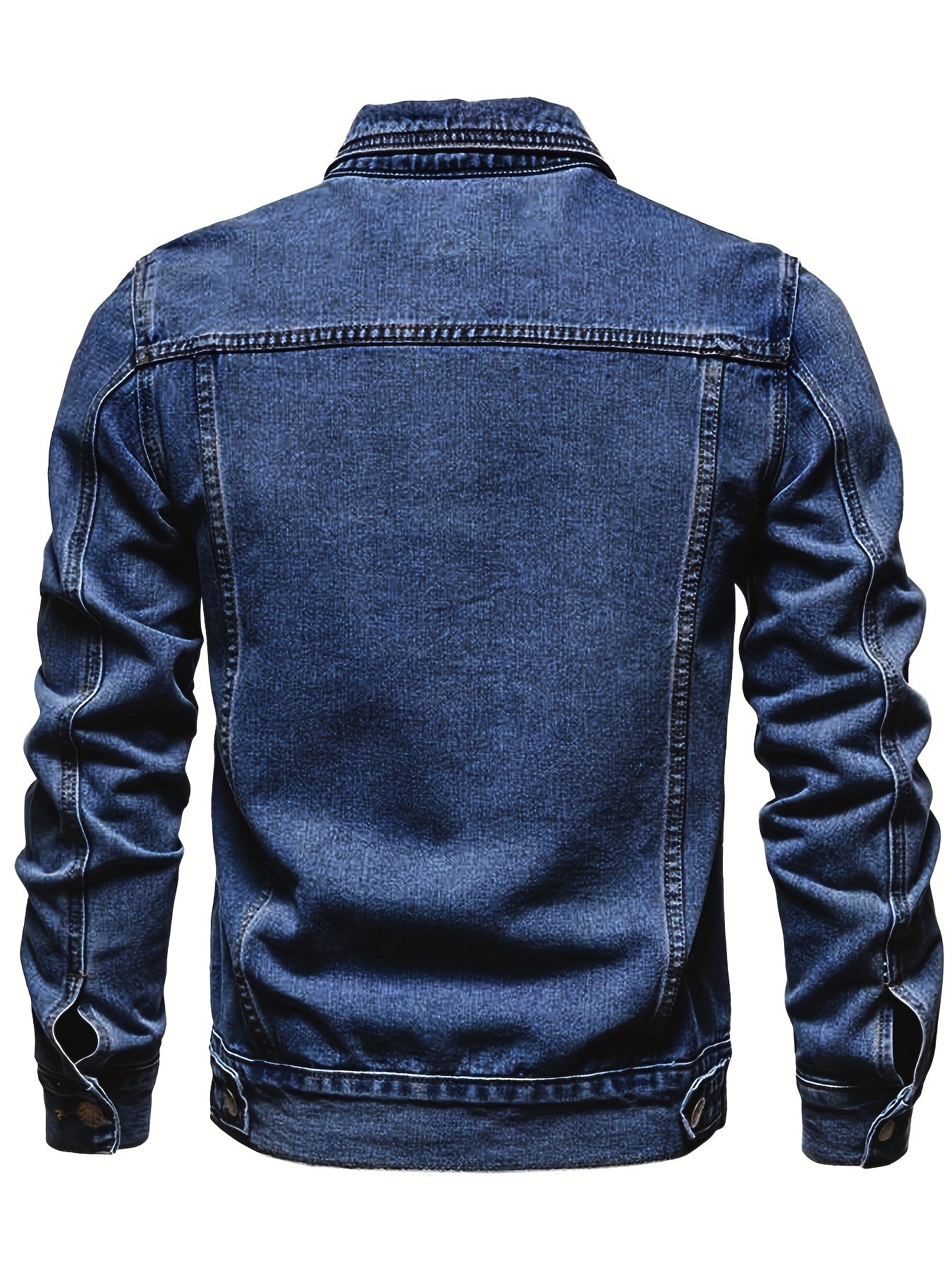 gbolsos Men's Chic Denim Jacket, Street Style Lapel Button Up Multi Pocket Jacket Coat