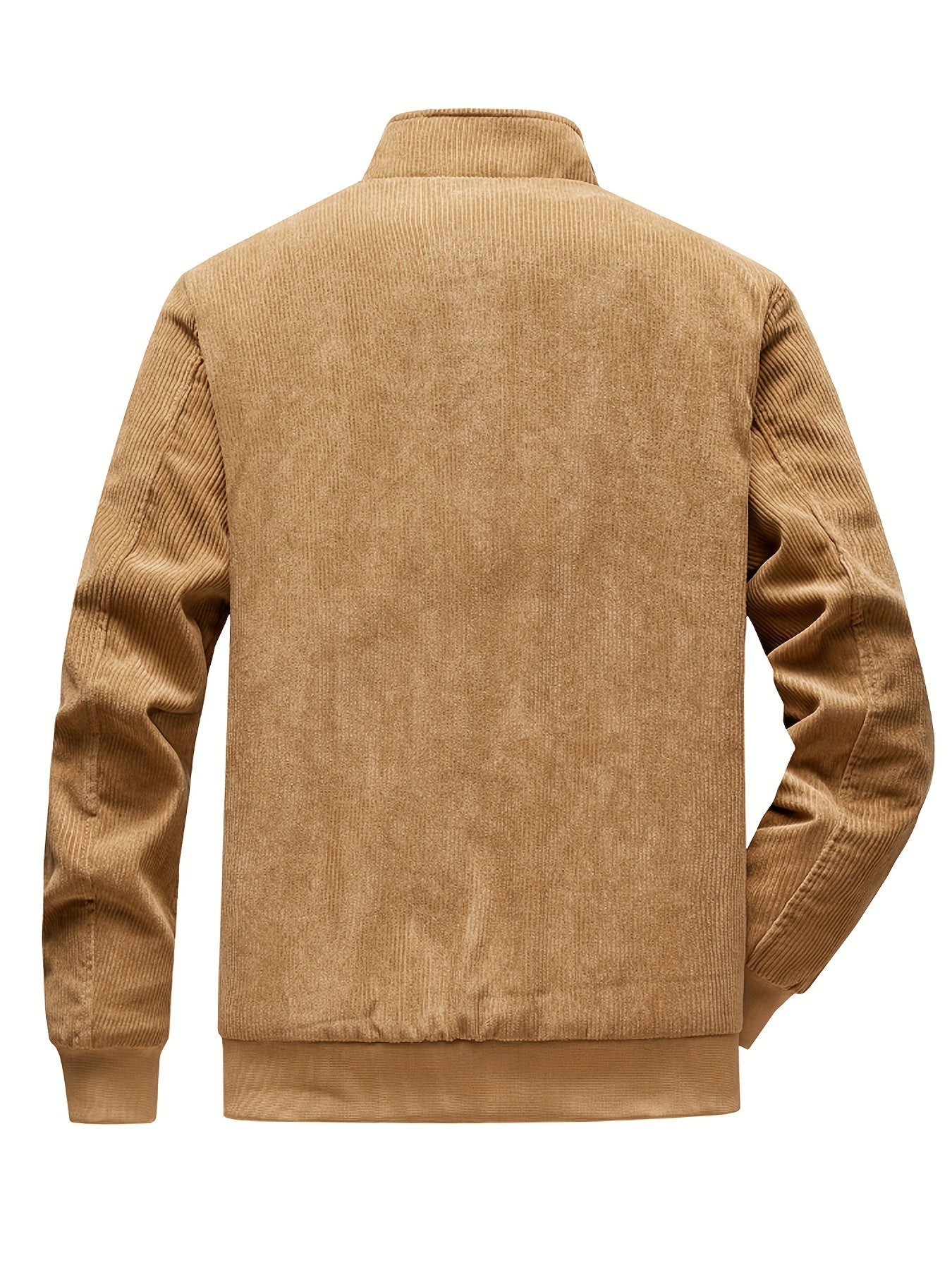 gbolsos Warm Fleece Corduroy Jacket, Vintage Style Stand Collar Stretch Jacket Coat For Fall Winter