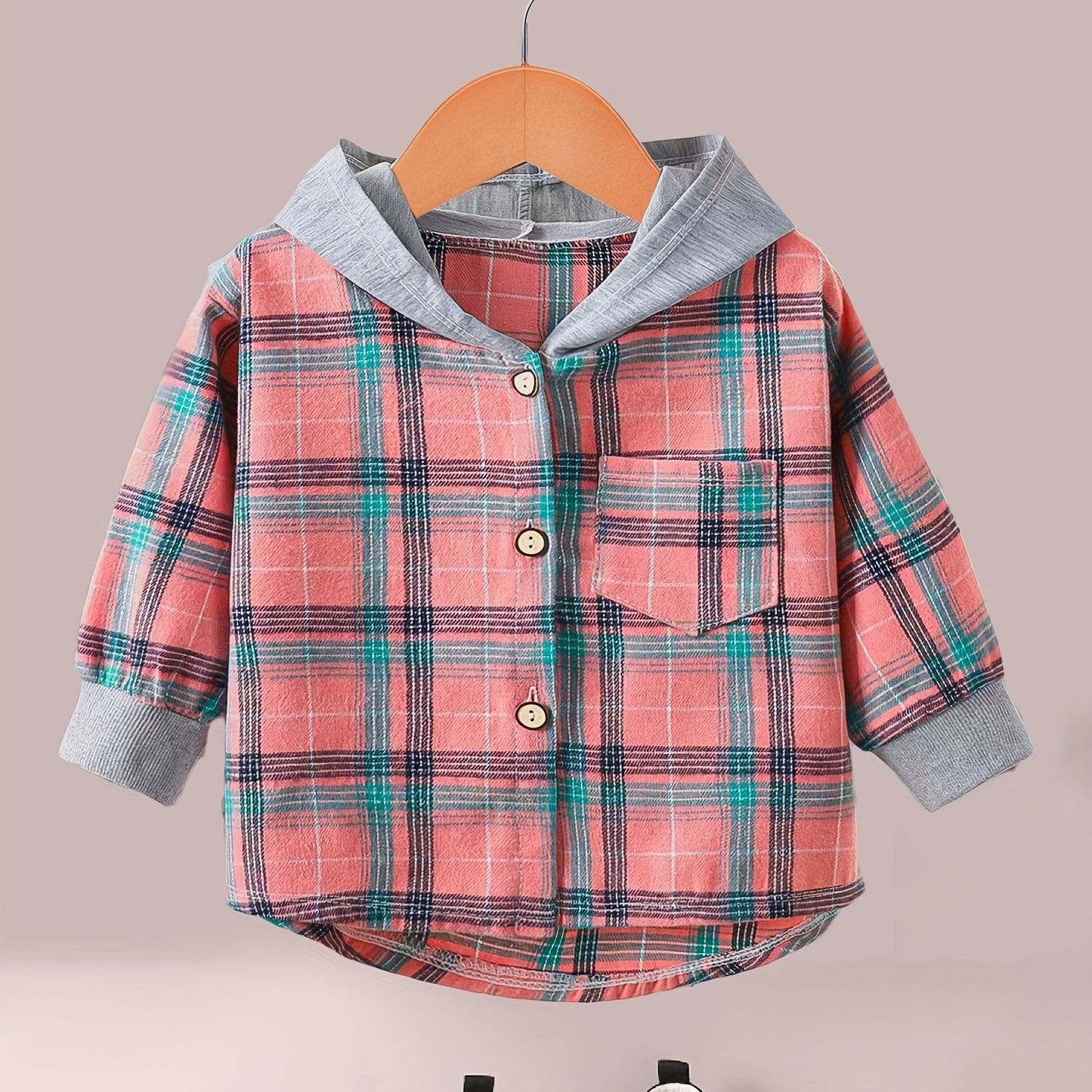 gbolsos Boys Fashion Plaid Hooded Jacket, Long Sleeve Button Down Hooded Jacket, Kids Clothing