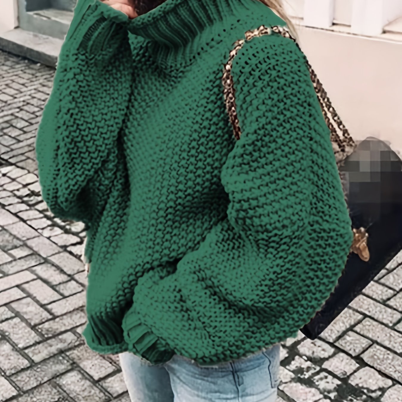 gbolsos Solid Turtle Neck Pullover Sweater, Casual Long Sleeve Sweater For Fall & Winter, Women's Clothing