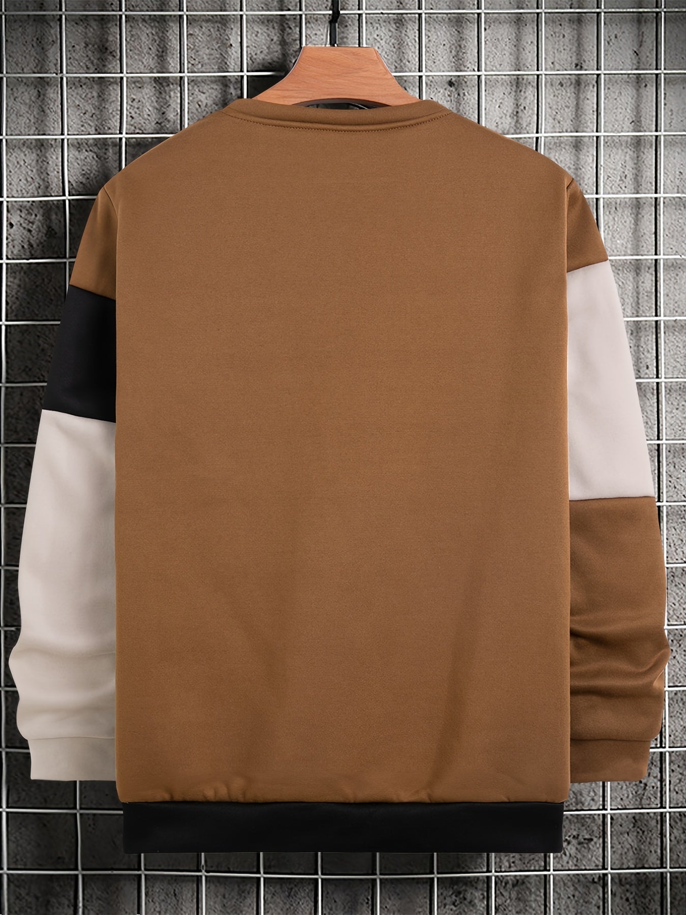 gbolsos Men's Contrasting Color Casual Round Neck Pullover Sweatshirt