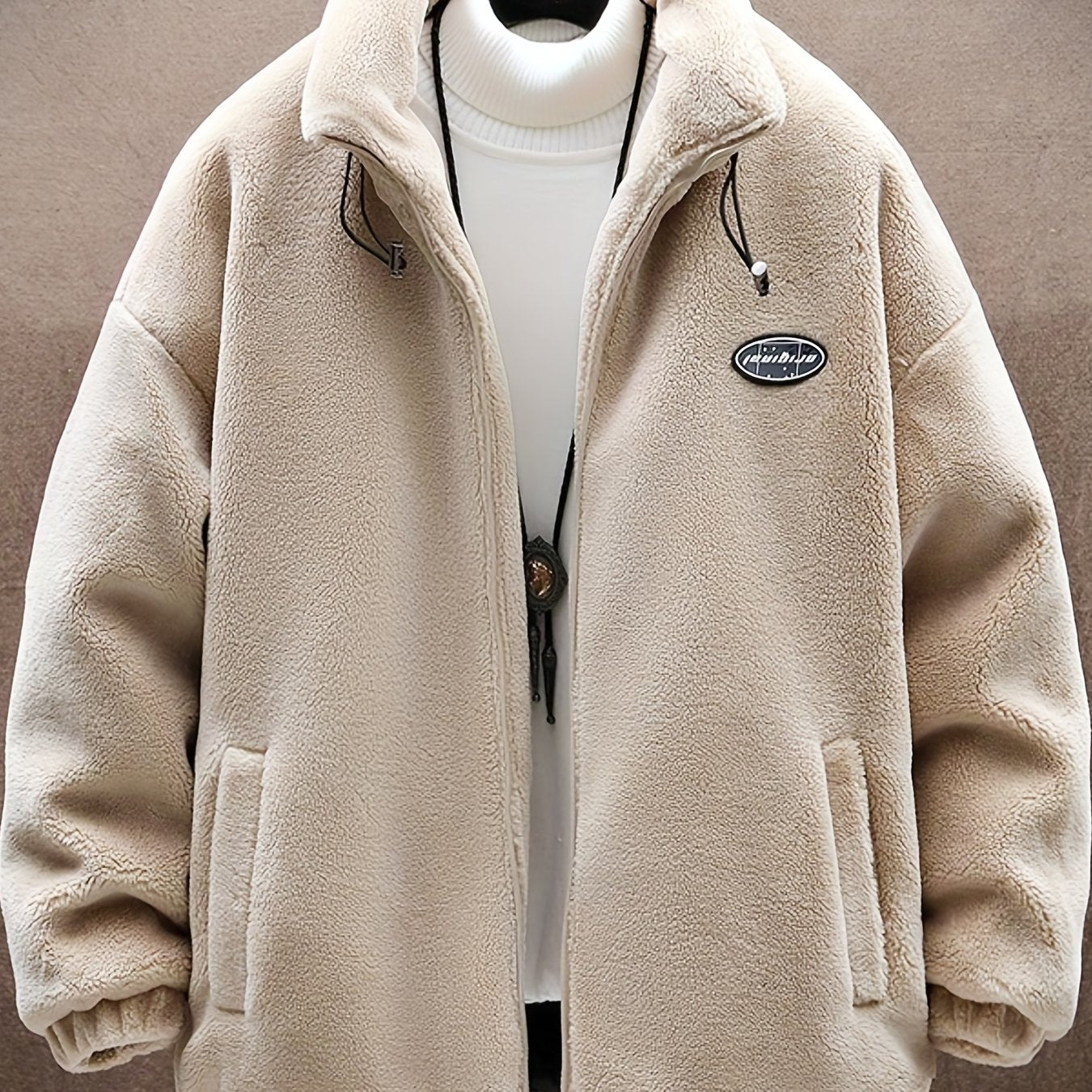 gbolsos Men's Fleece Stand Collar Jacket, Active Zip Up Coat For Fall Winter Outdoor