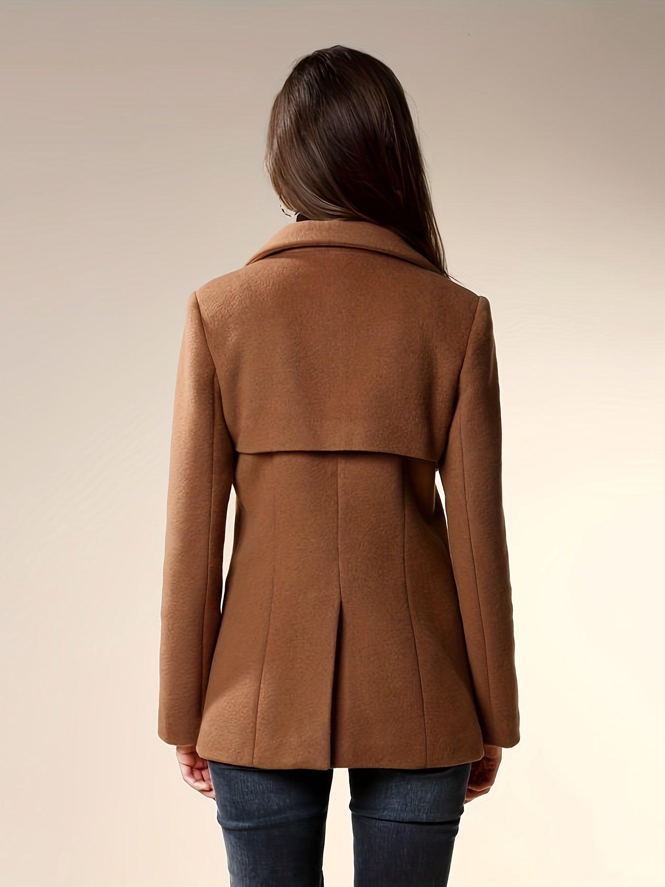 gbolsos Button Front Wrap Coat, Elegant Long Sleeve Lapel Coat For Fall & Winter, Women's Clothing