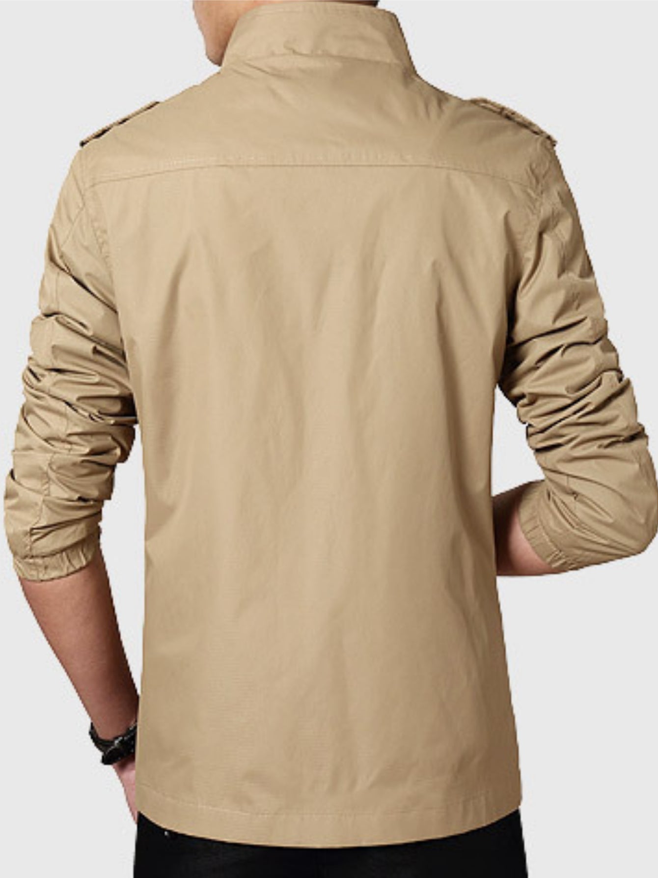 gbolsos Plus Size Men's Windproof Zip Up Jacket Coat With Stand Collar, Oversized Clothing For Big And Tall Guys