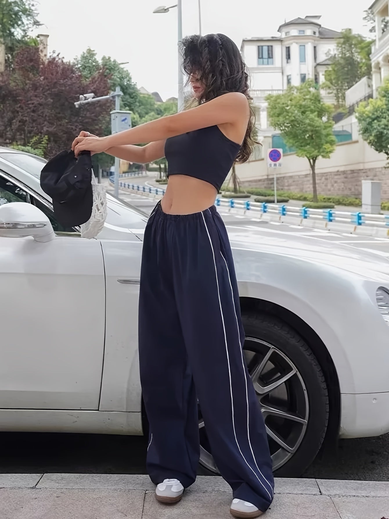 gbolsos Y2K Loose Pants, Elastic Waist Casual Quick Dry Pants For Spring & Summer, Women's Clothing