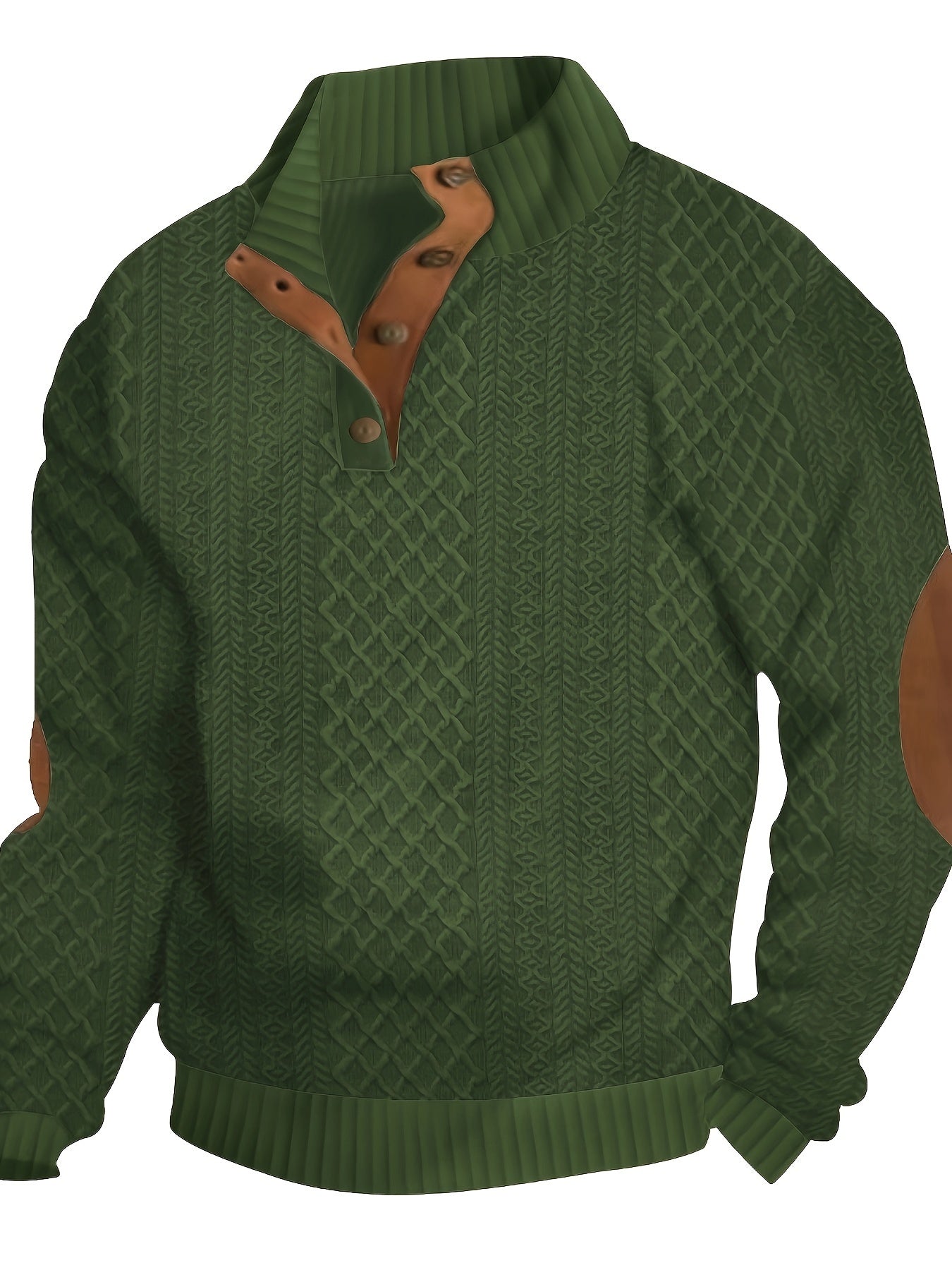 gbolsos Trendy Solid Sweatshirt, Men's Casual Retro V Neck Stand Collar Sweatshirt For Men Fall Winter