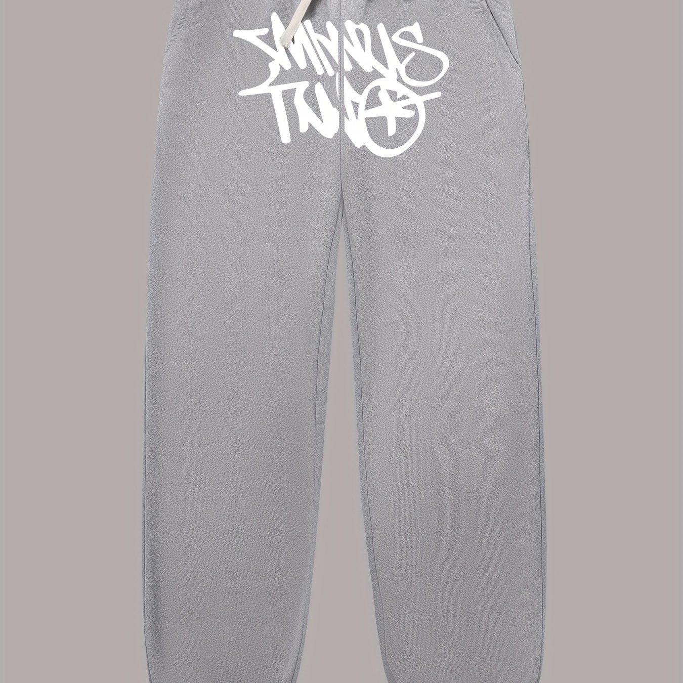 gbolsos Letter Print Drawstring Sweatpants Loose Fit Pants Men's Casual Slightly Stretch Joggers For Men Spring Autumn Running Jogging